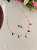 Premium Quality Kempu Lotus Necklace