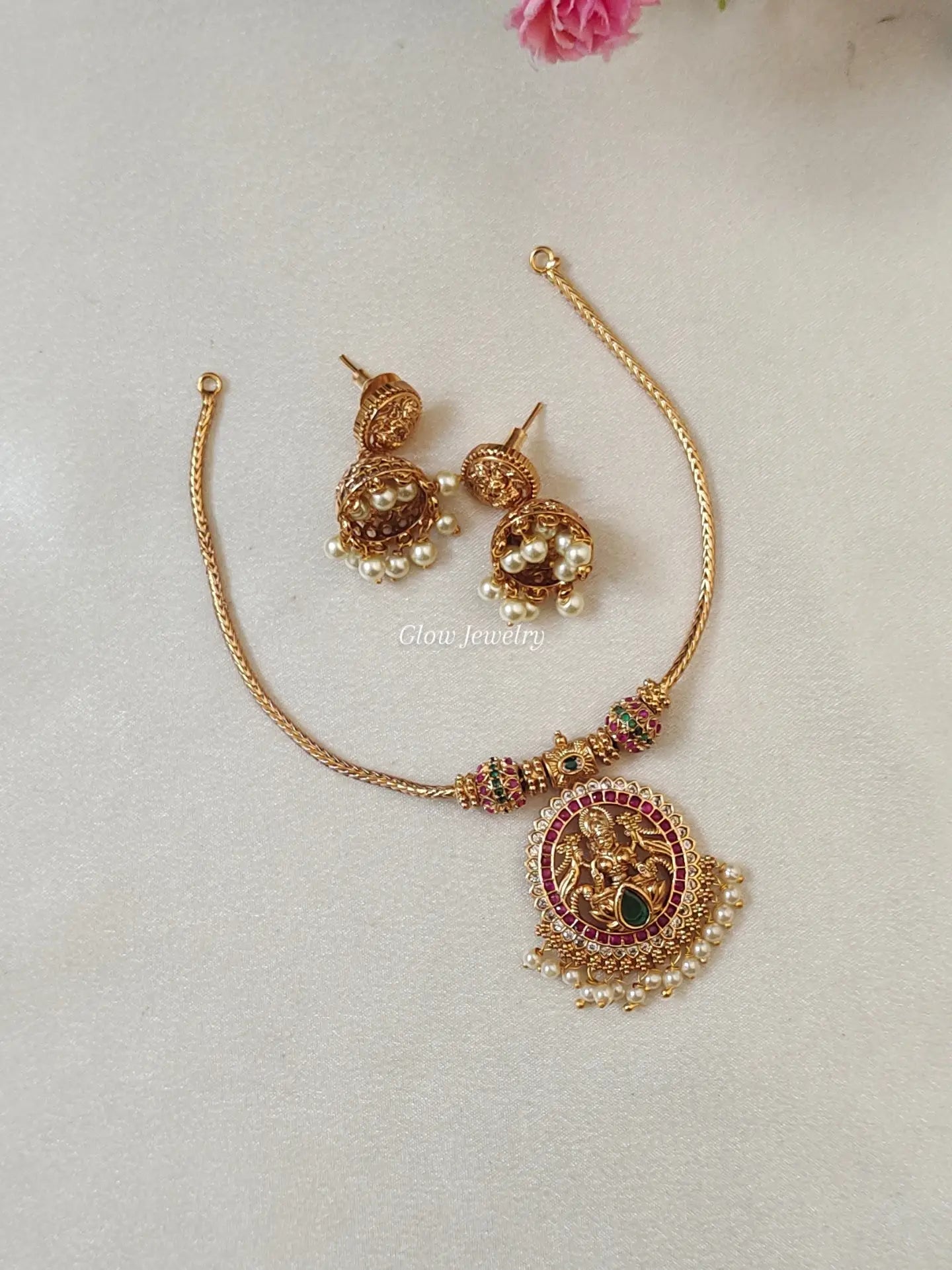 Premium Quality Gold Plated Lakshmi Pendant Necklace