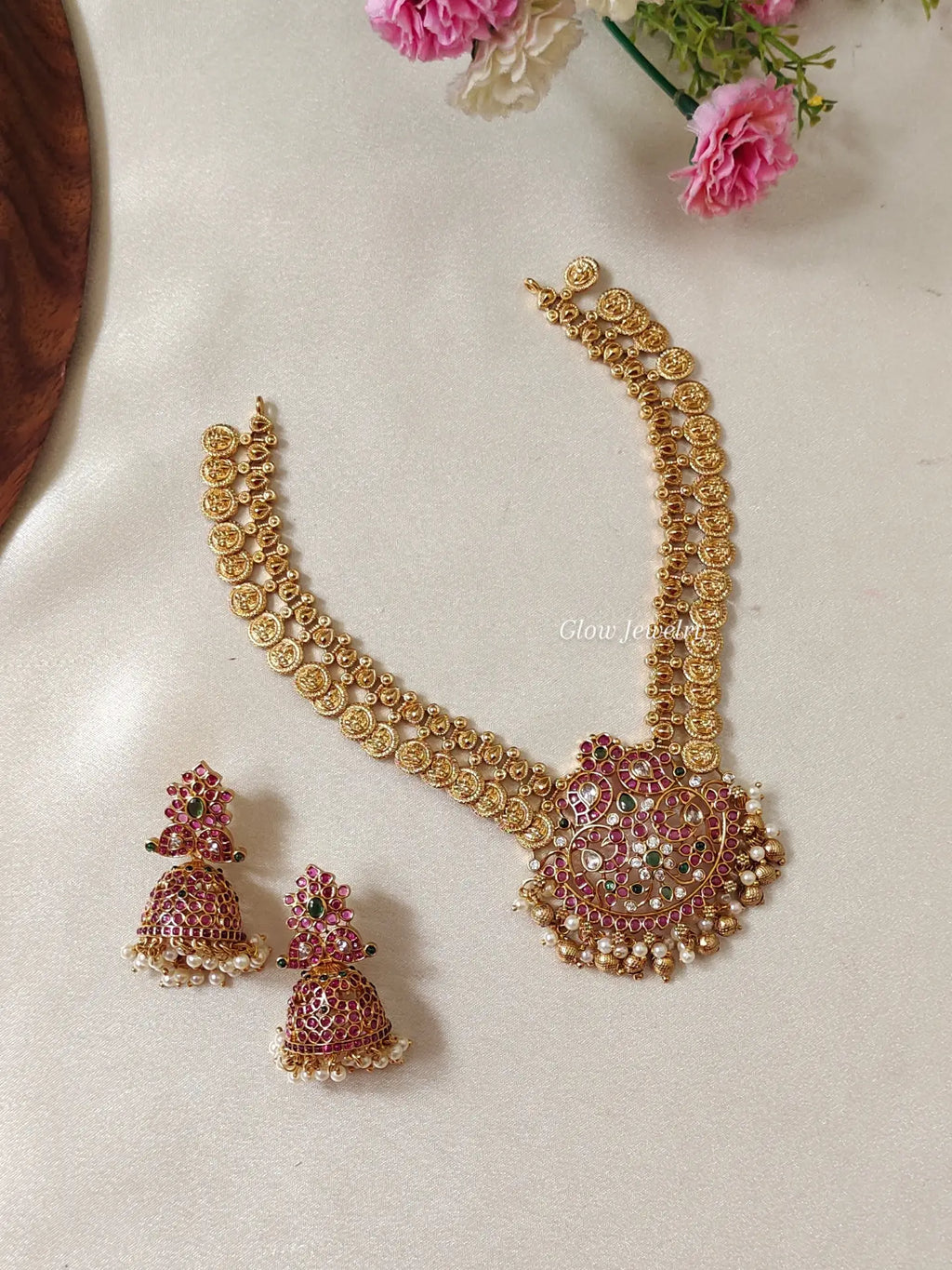 Premium Quality Kempu Lakshmi Kasu Necklace