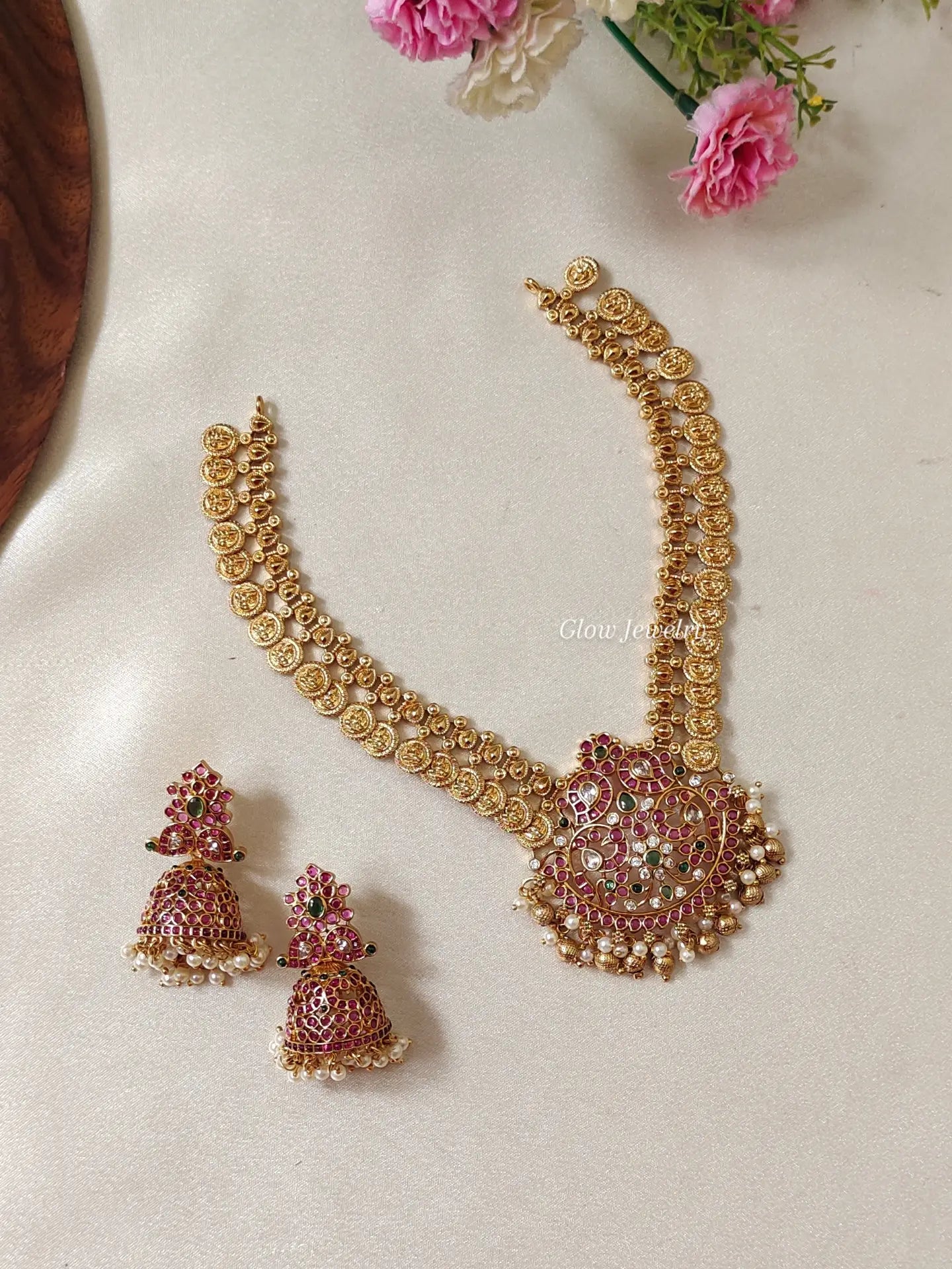 Premium Quality Kempu Lakshmi Kasu Necklace