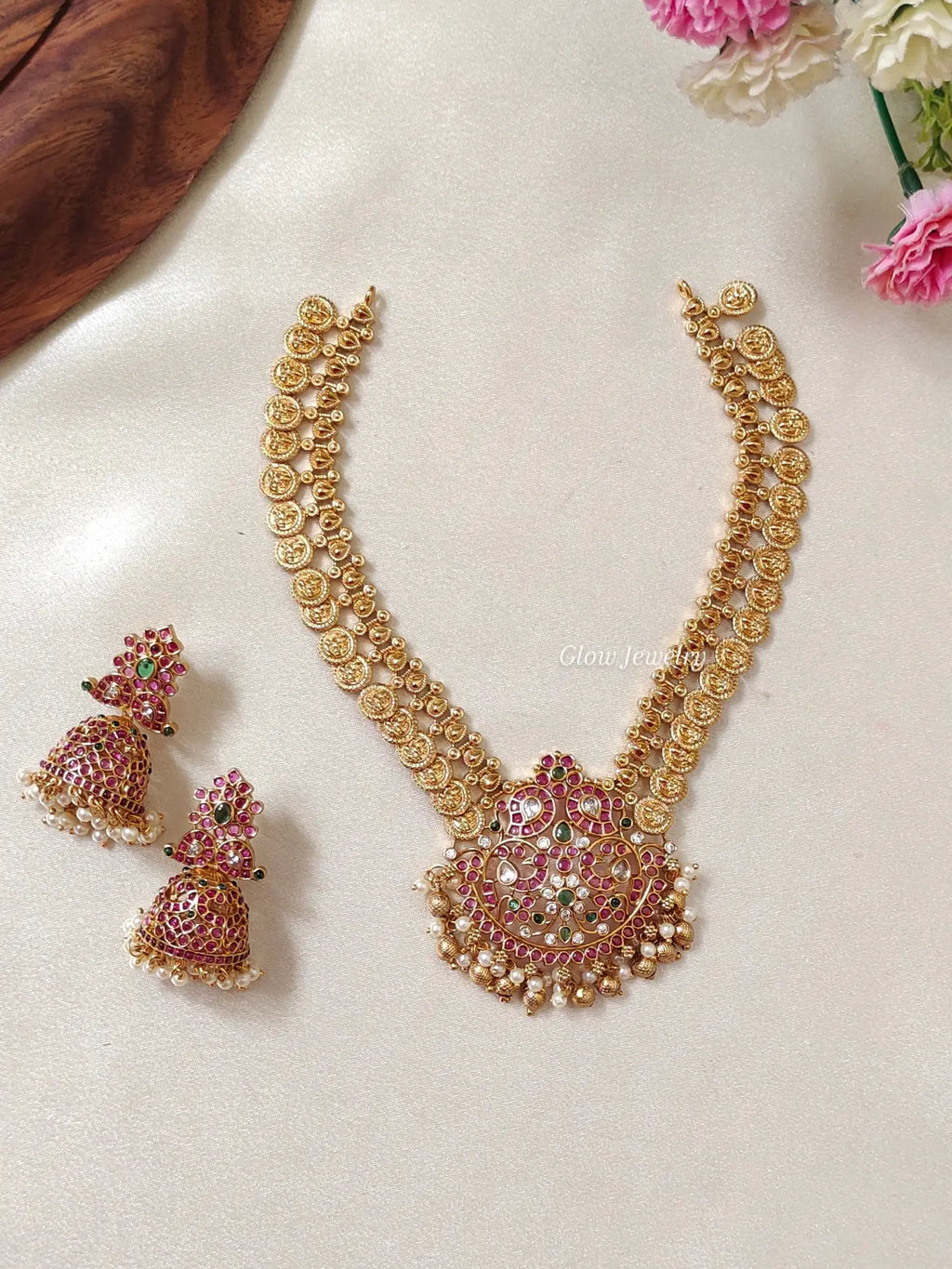 Premium Quality Kempu Lakshmi Kasu Necklace