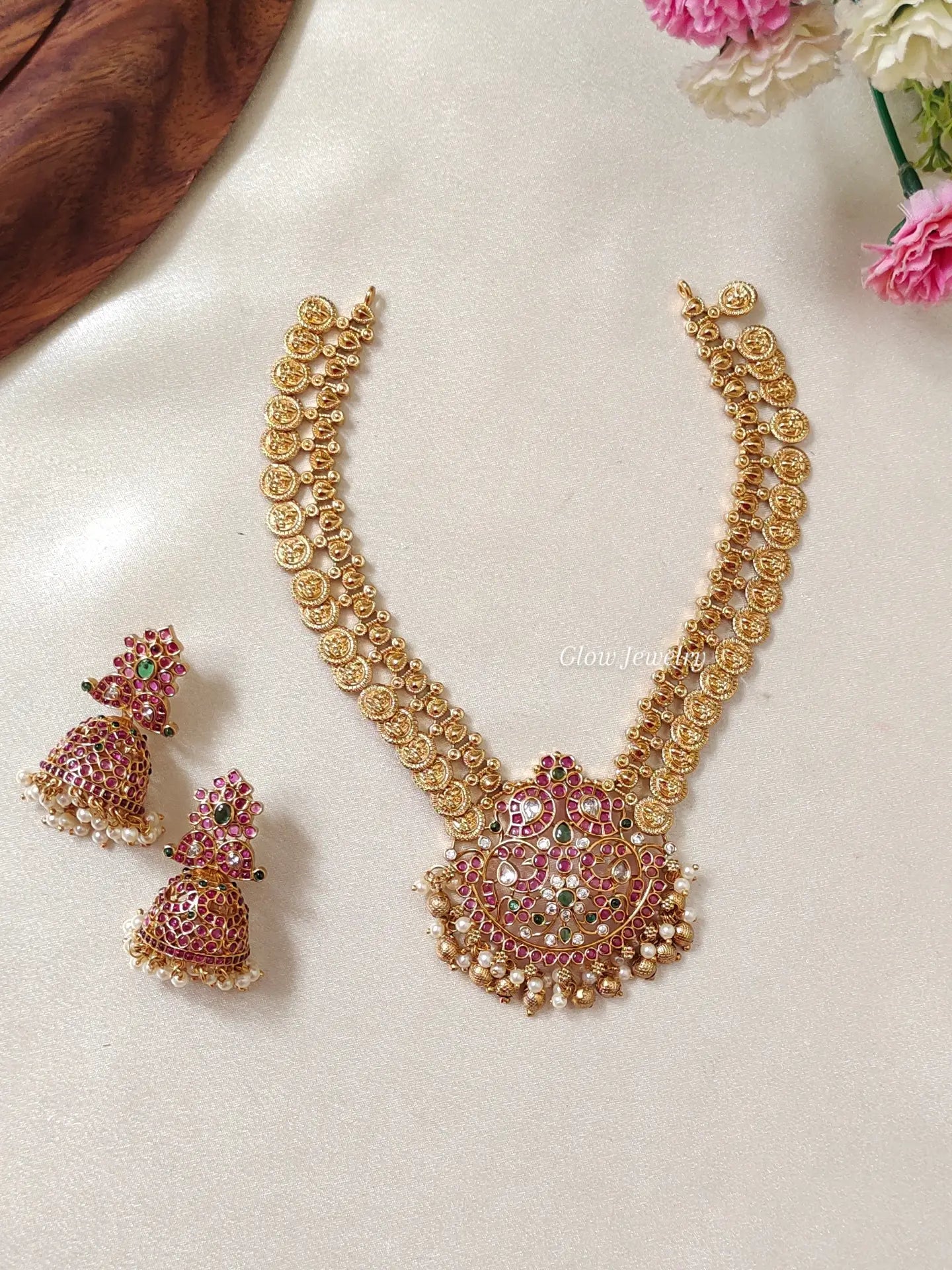Premium Quality Kempu Lakshmi Kasu Necklace