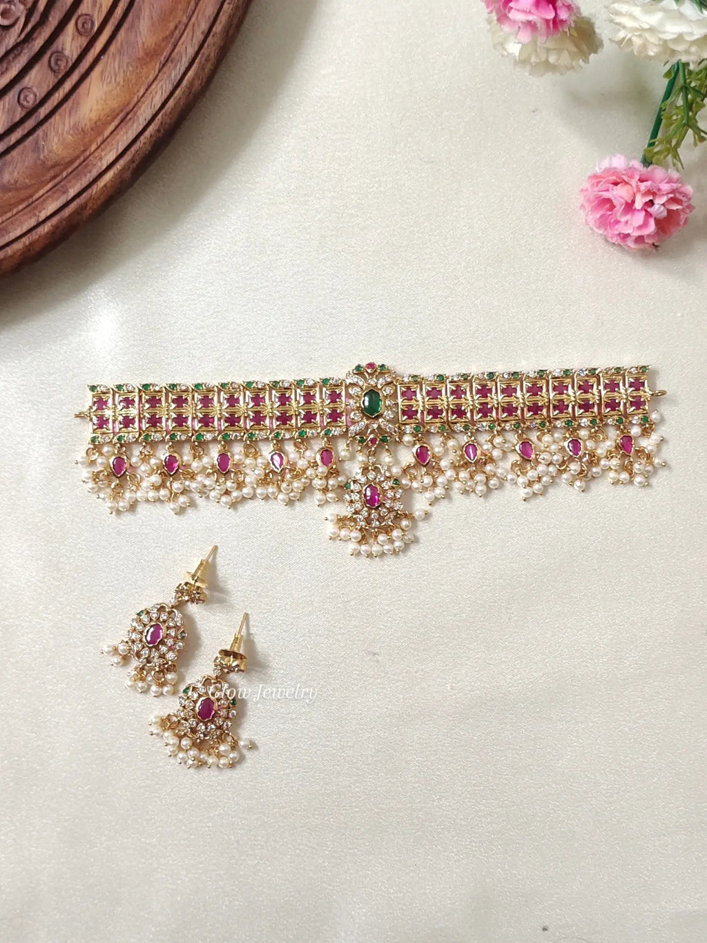 Premium Quality Kemp Stone Guttapusalu Choker