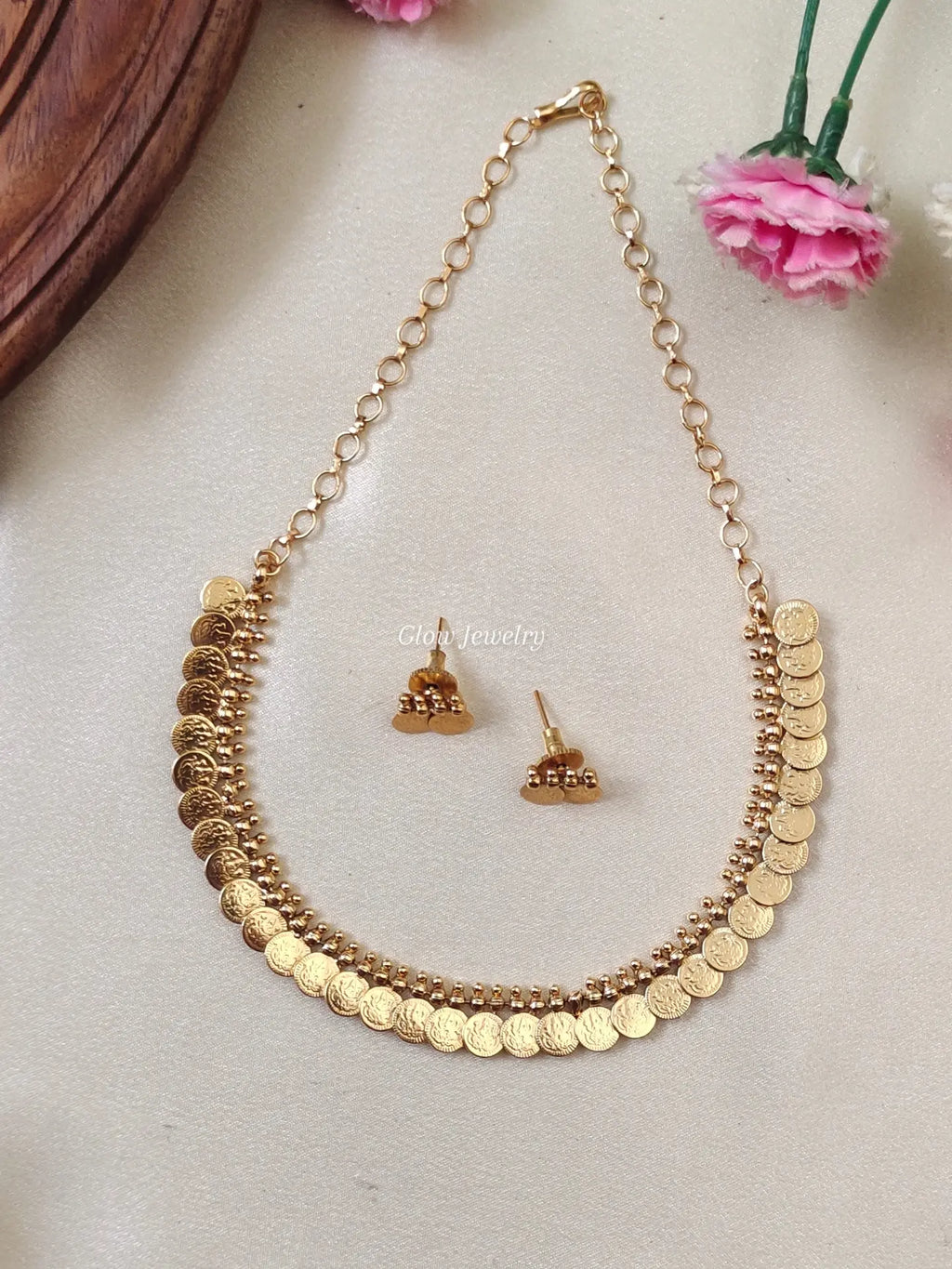 Premium Quality Gold Finish Lakshmi Kasu Necklace