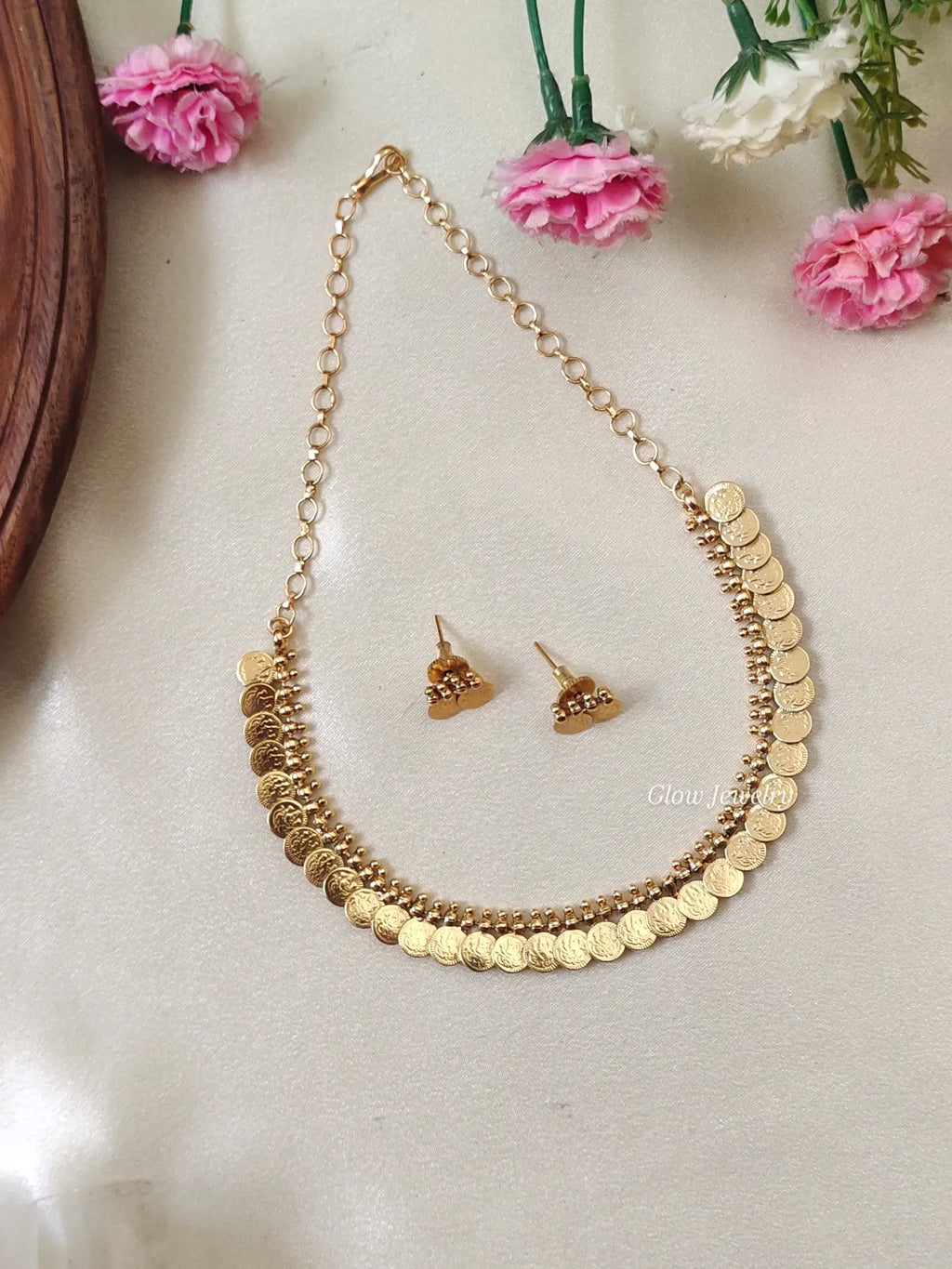Premium Quality Gold Finish Lakshmi Kasu Necklace