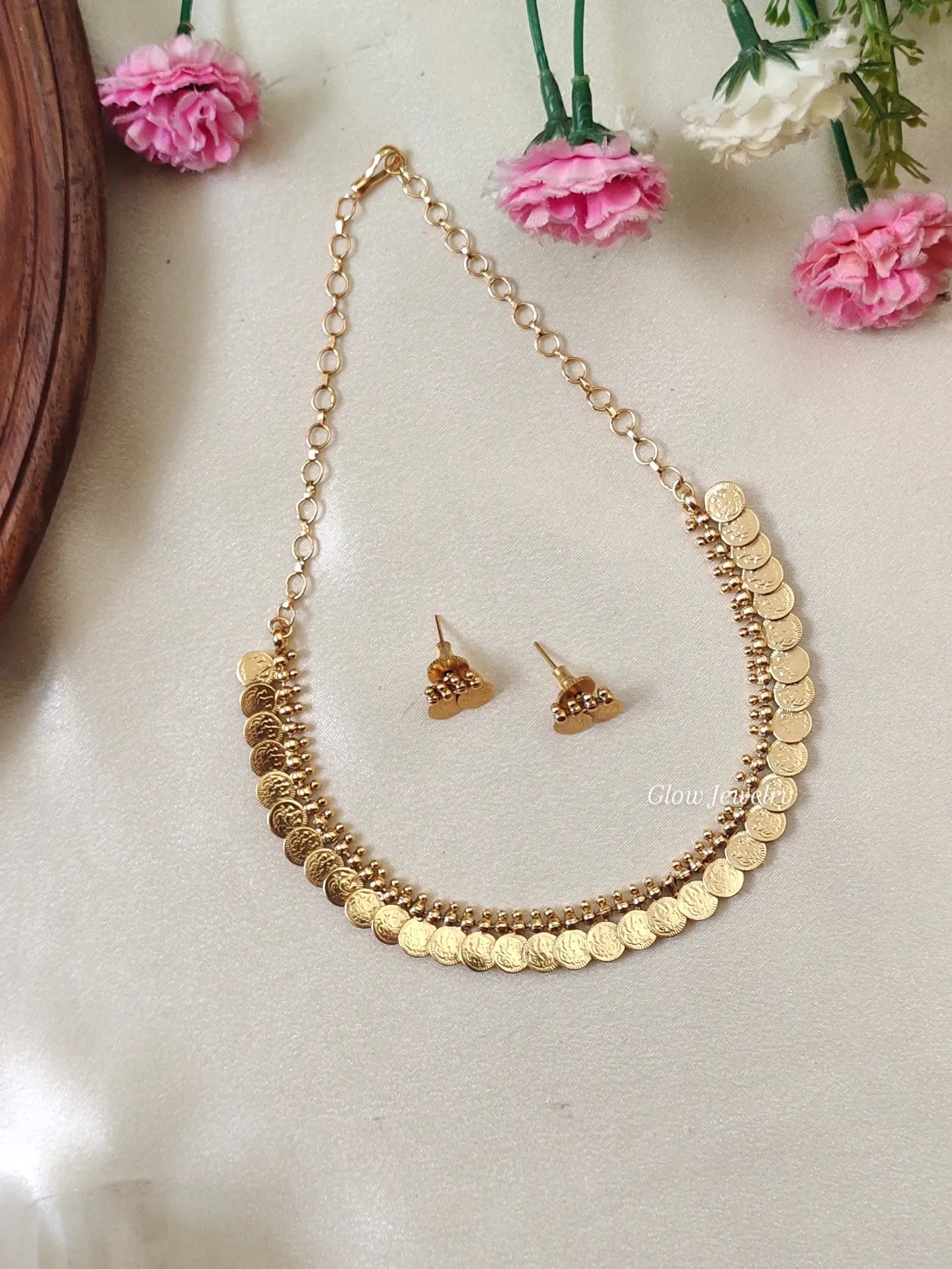 Premium Quality Gold Finish Lakshmi Kasu Necklace