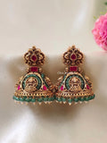 Premium Quality Peacock Jadau Jumka With Green Beads Hanging