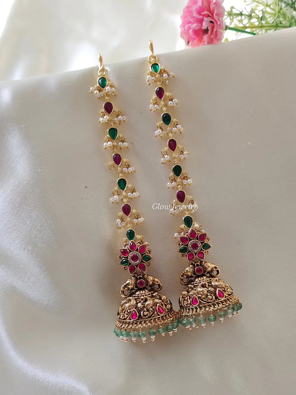 Premium Quality Jadau Bridal Jumka with Jadau Maatil