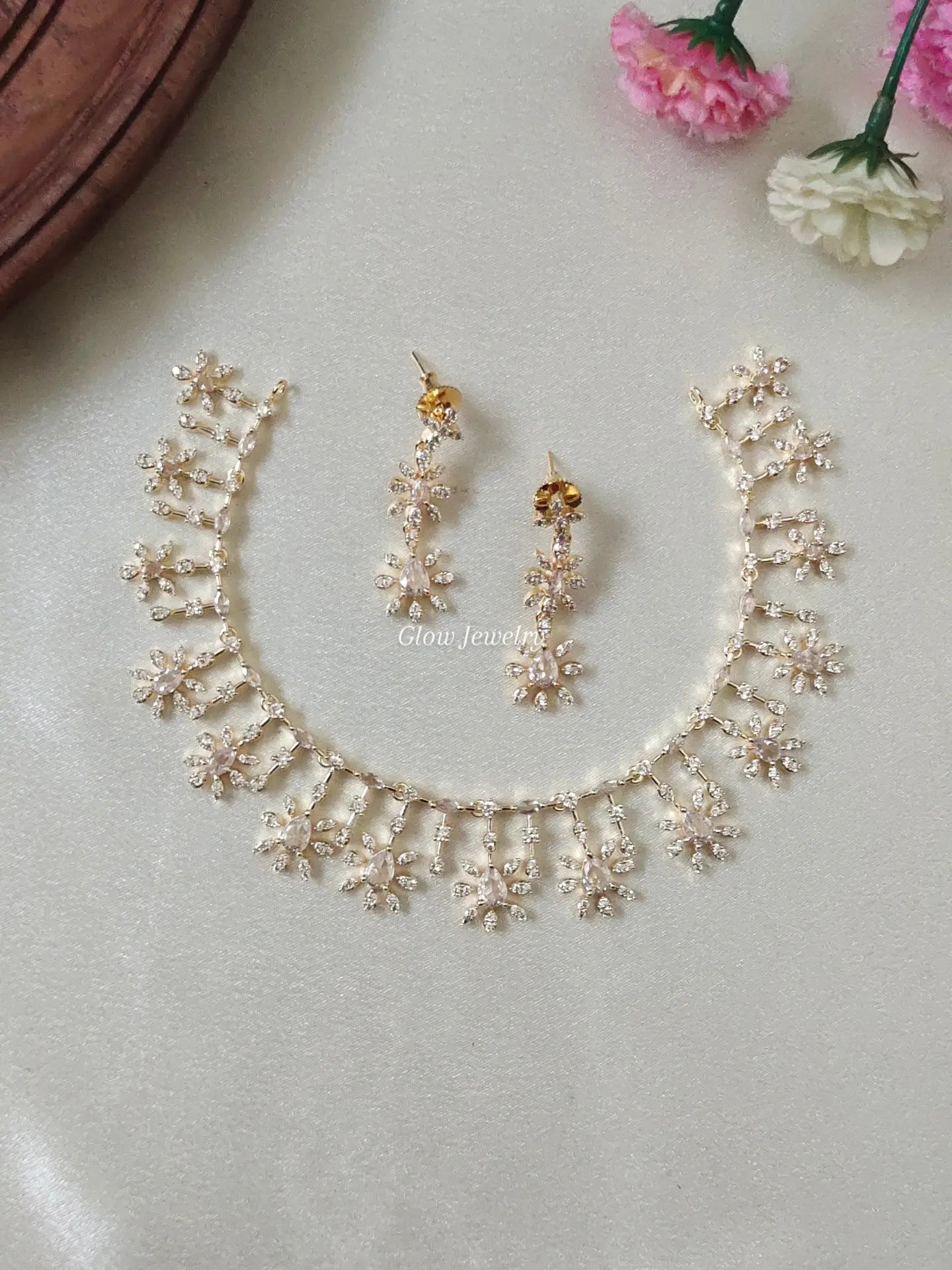 Premium Quality Flower Design AD Necklace