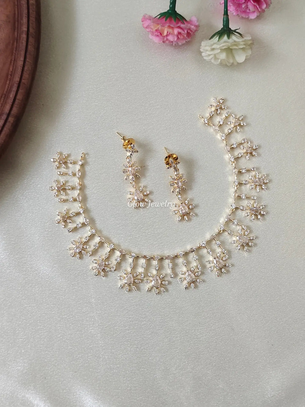 Premium Quality Flower Design AD Necklace