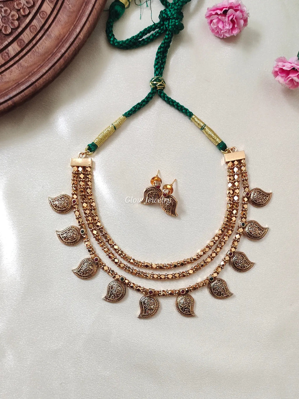 Premium Quality Multi-layered, traditional antique-finish necklace