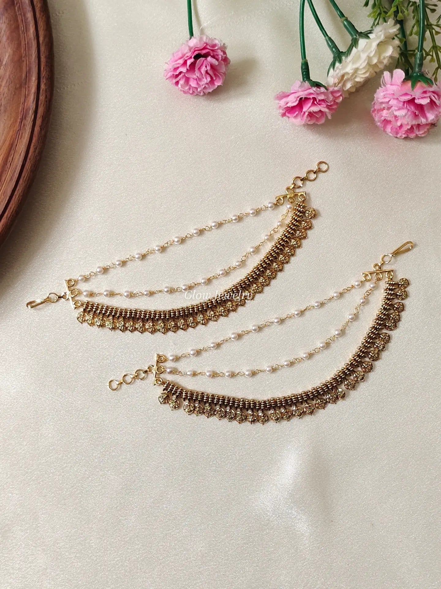 Premium Quality Antique 2 Layer Pearl Ear Chain