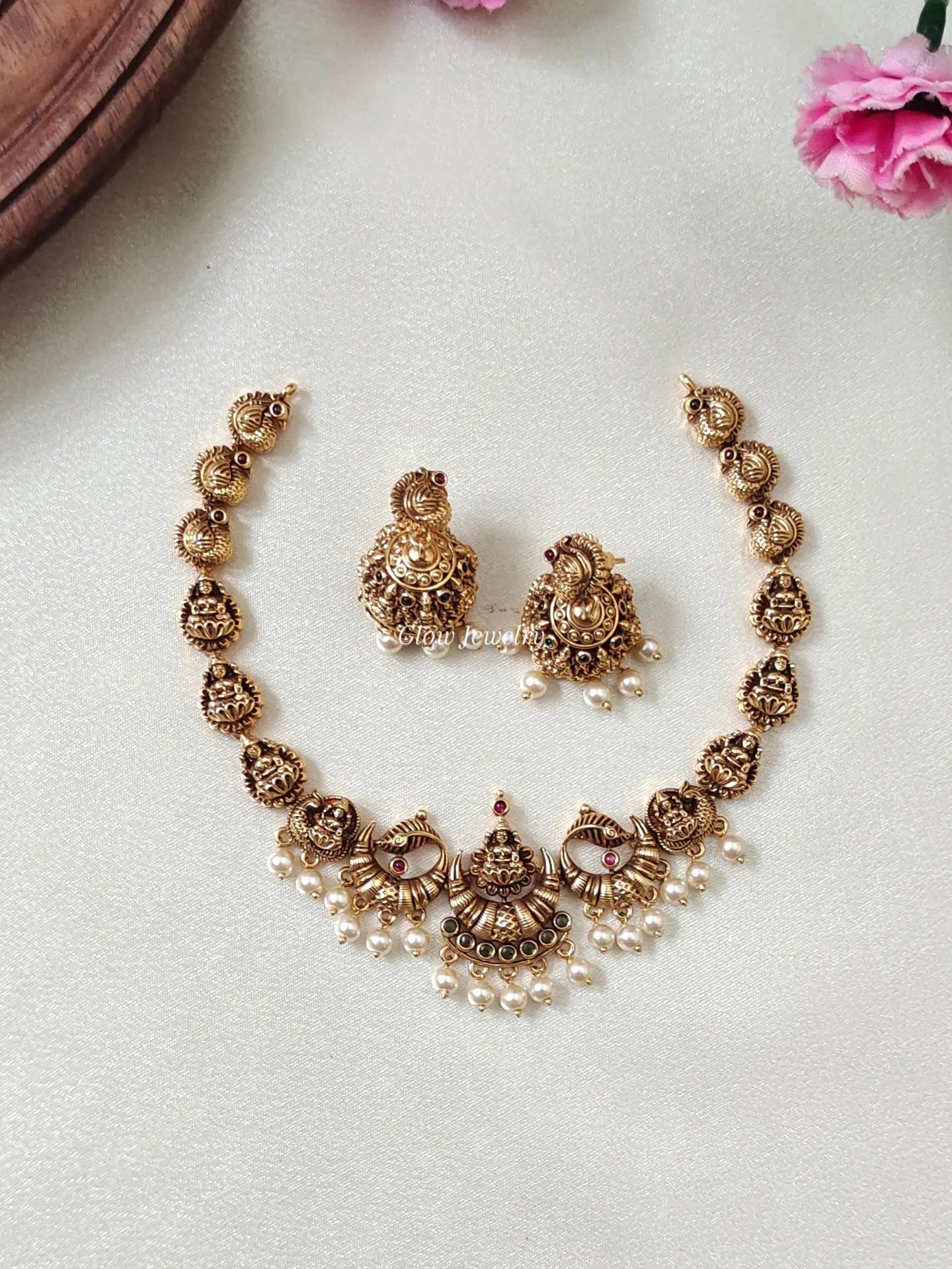 Premium Quality Gold-Alike Lakshmi Peacock Necklace