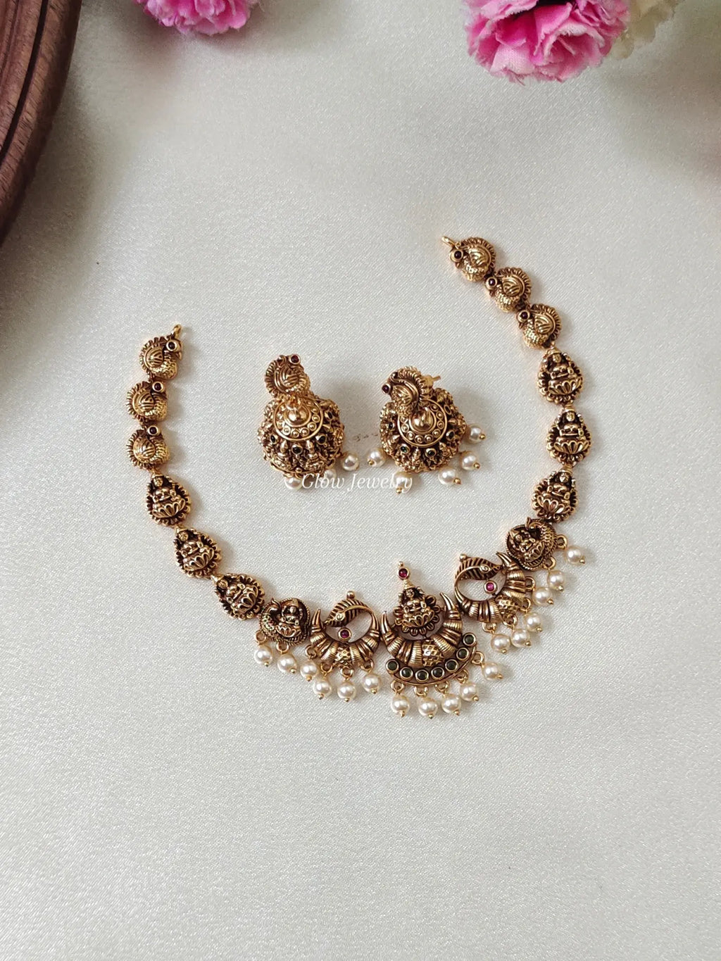 Premium Quality Gold-Alike Lakshmi Peacock Necklace