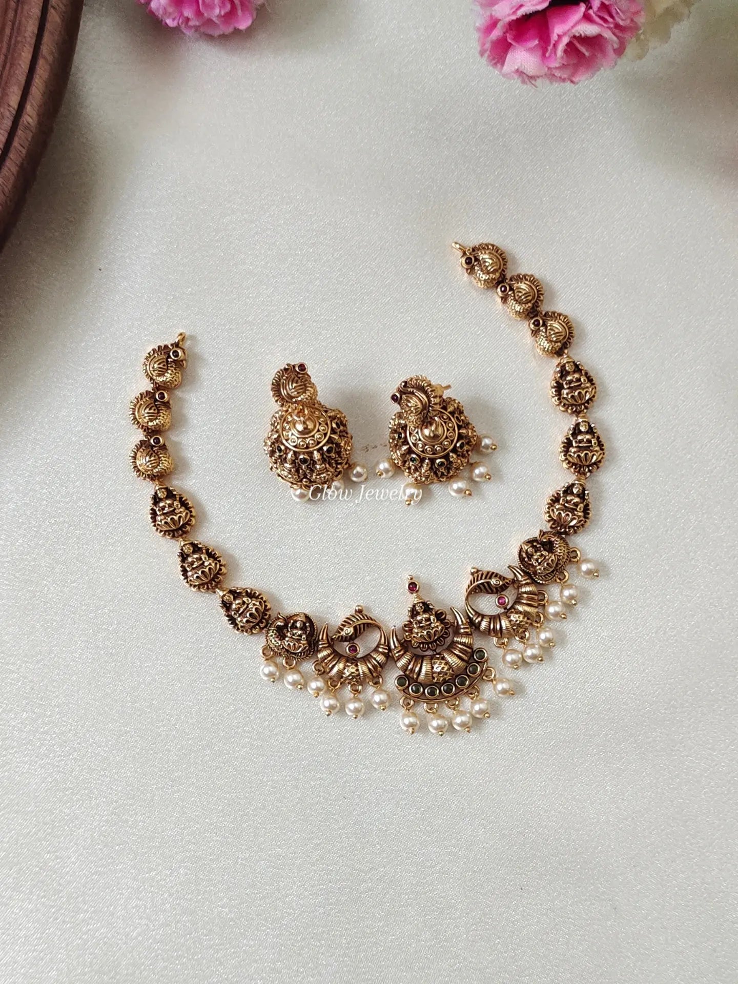 Premium Quality Gold-Alike Lakshmi Peacock Necklace