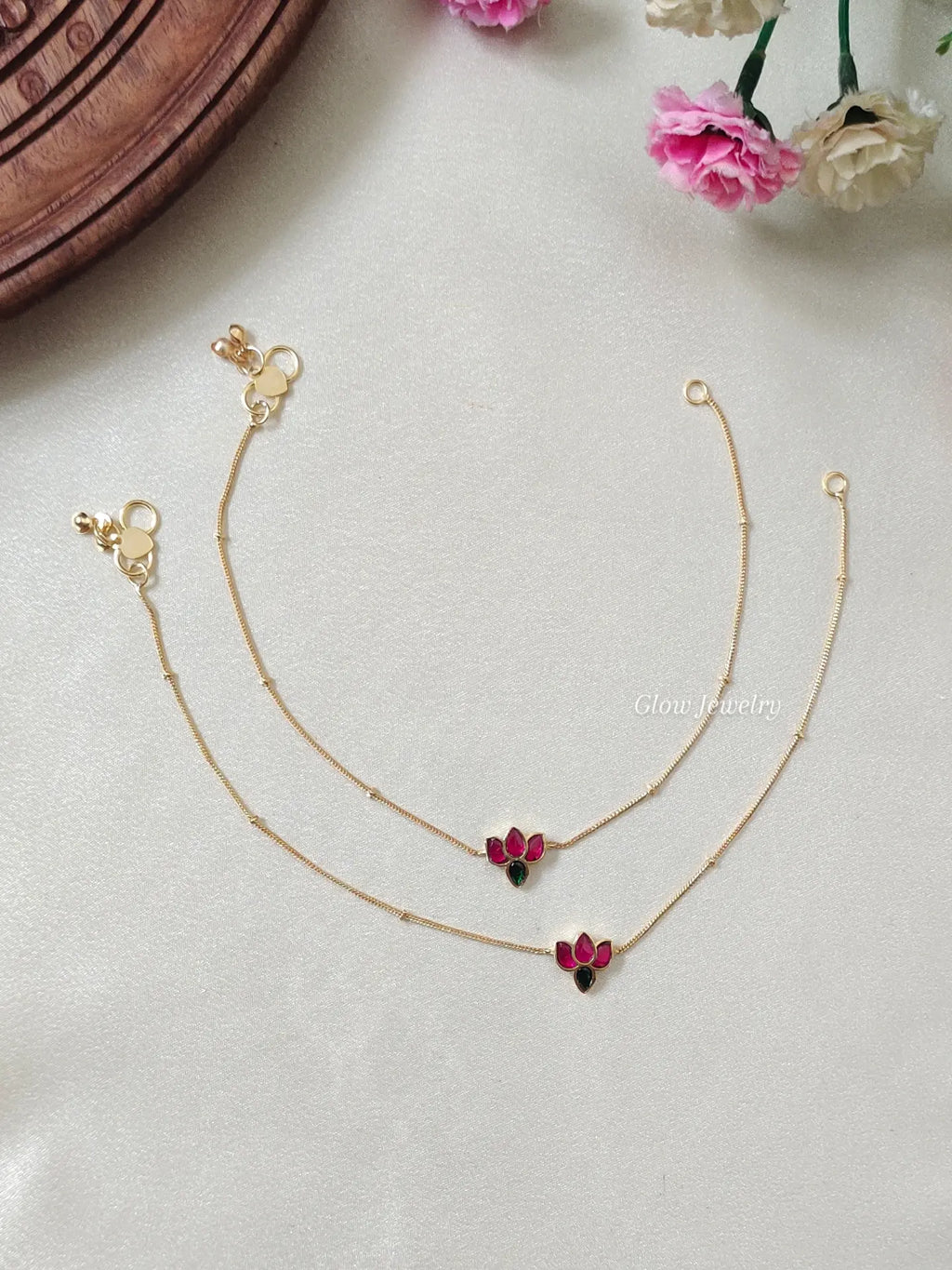 Premium Quality Jadau Lotus Anklets