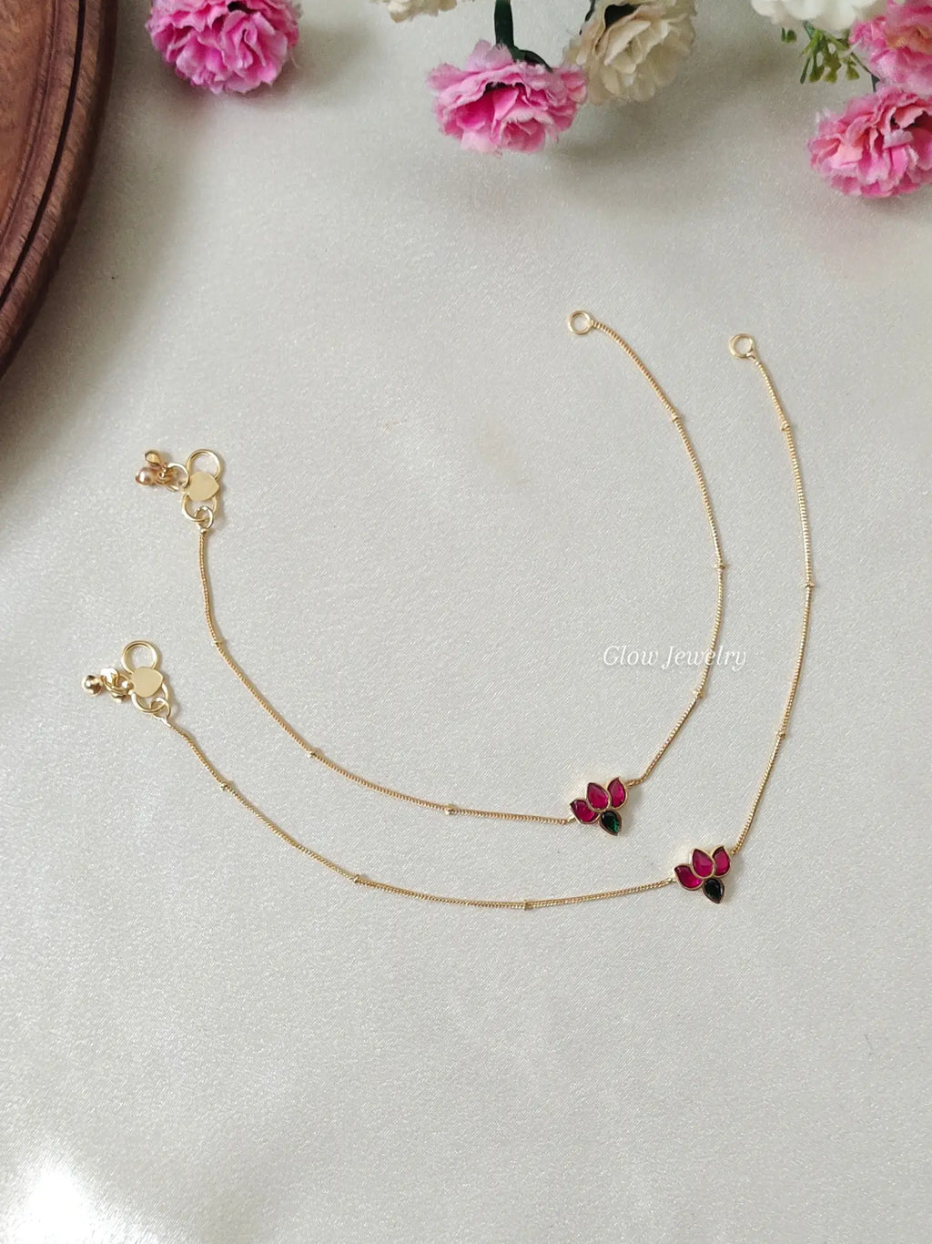 Premium Quality Jadau Lotus Anklets