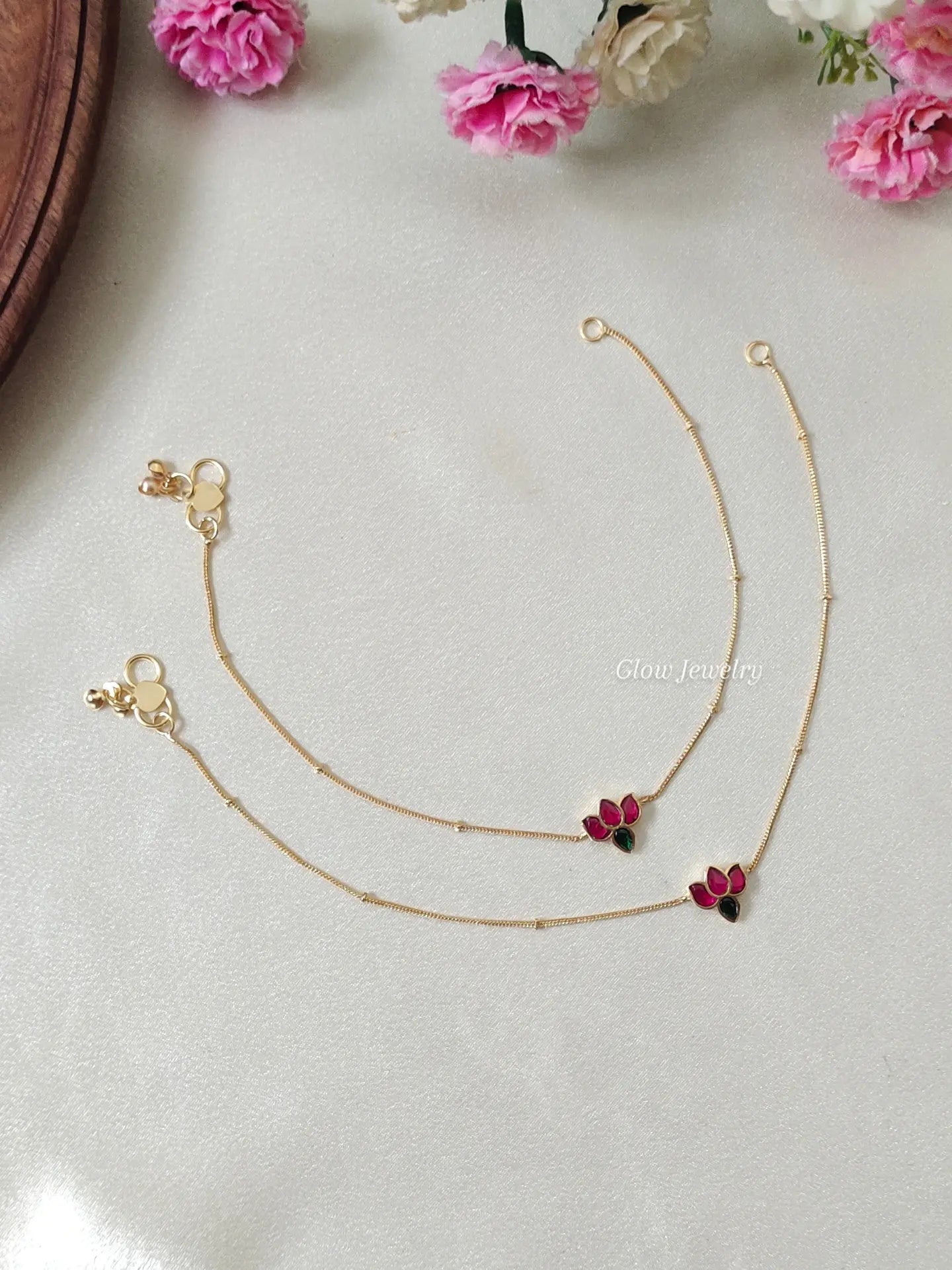 Premium Quality Jadau Lotus Anklets