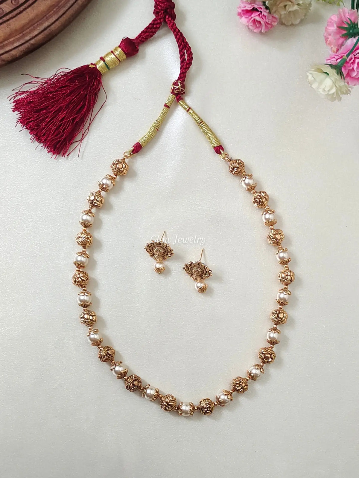 Premium Quality Antique Panchaloha Pearl Haram