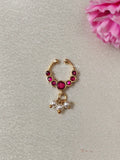 Premium Quality Gold Finish Jadau Septum Nose Pin