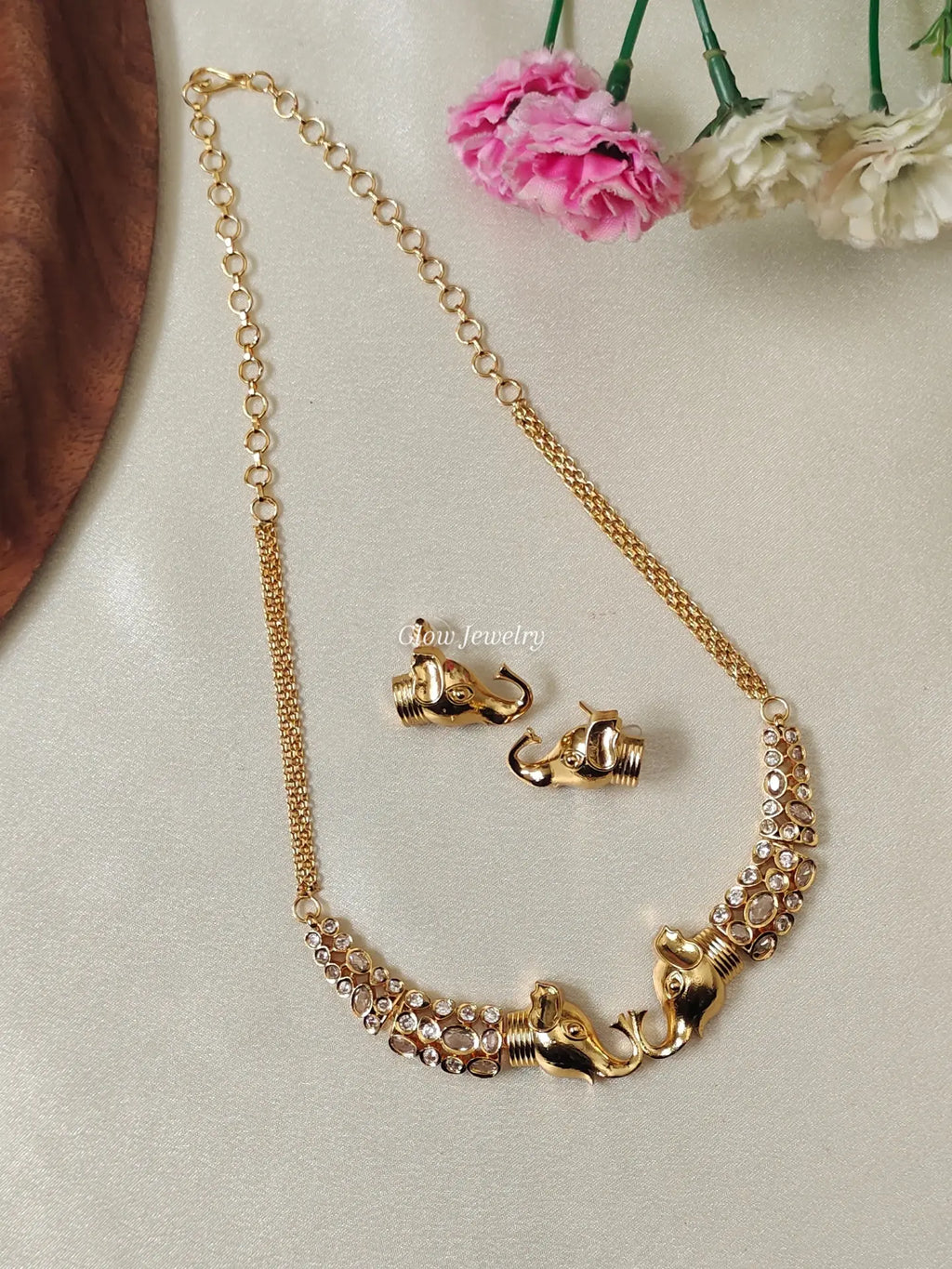 Premium Quality Elephant Design AD Necklace