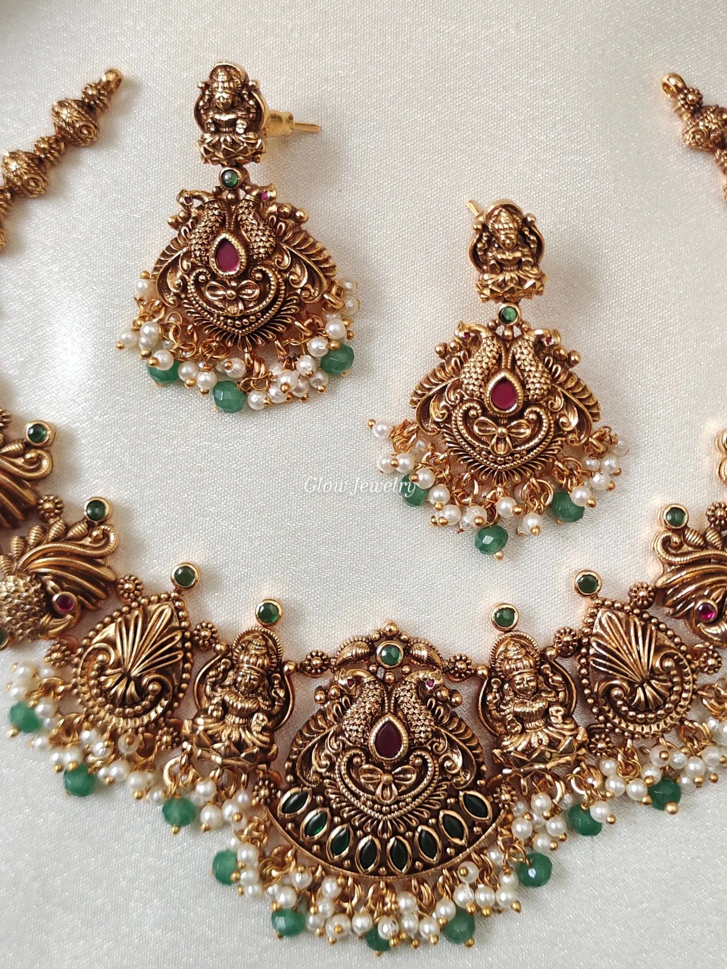 Premium Quality Gold-Alike Lakshmi Peacock Necklace