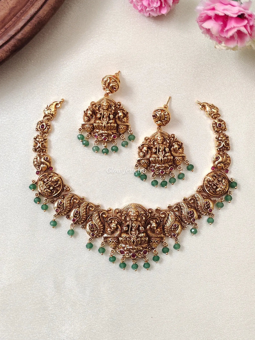 Premium Quality Gold-Alike Lakshmi Peacock Necklace