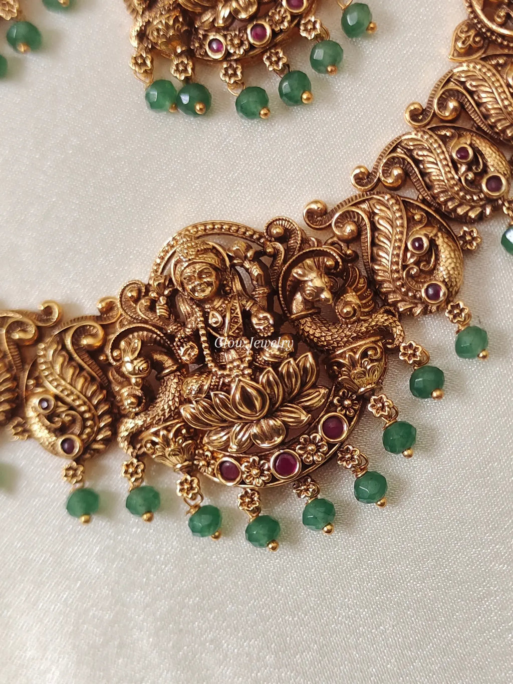 Premium Quality Gold-Alike Lakshmi Peacock Necklace
