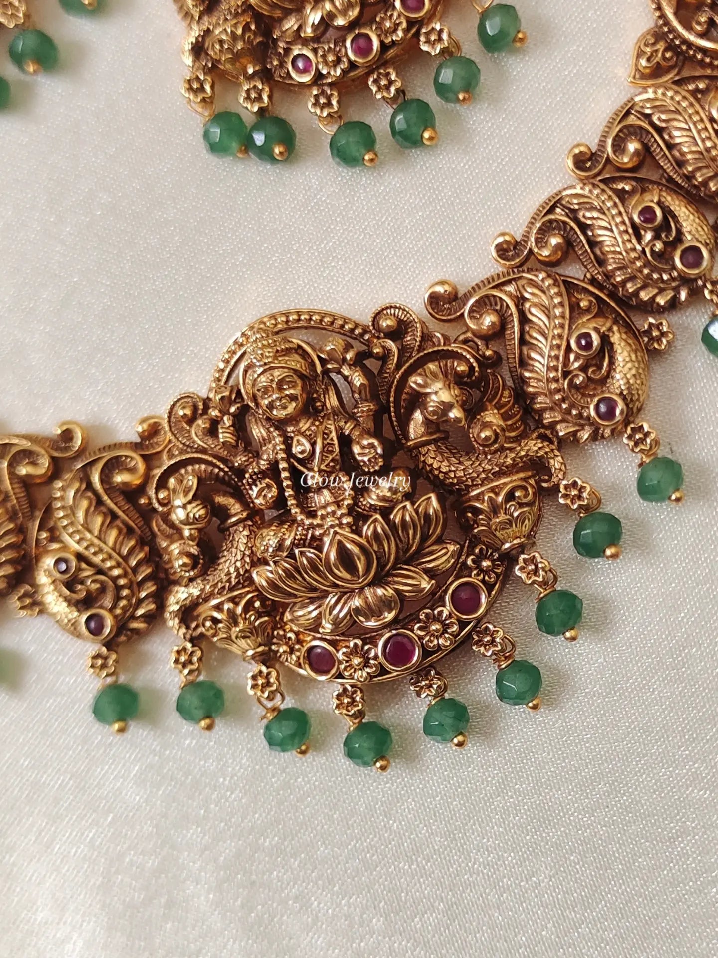 Premium Quality Gold-Alike Lakshmi Peacock Necklace