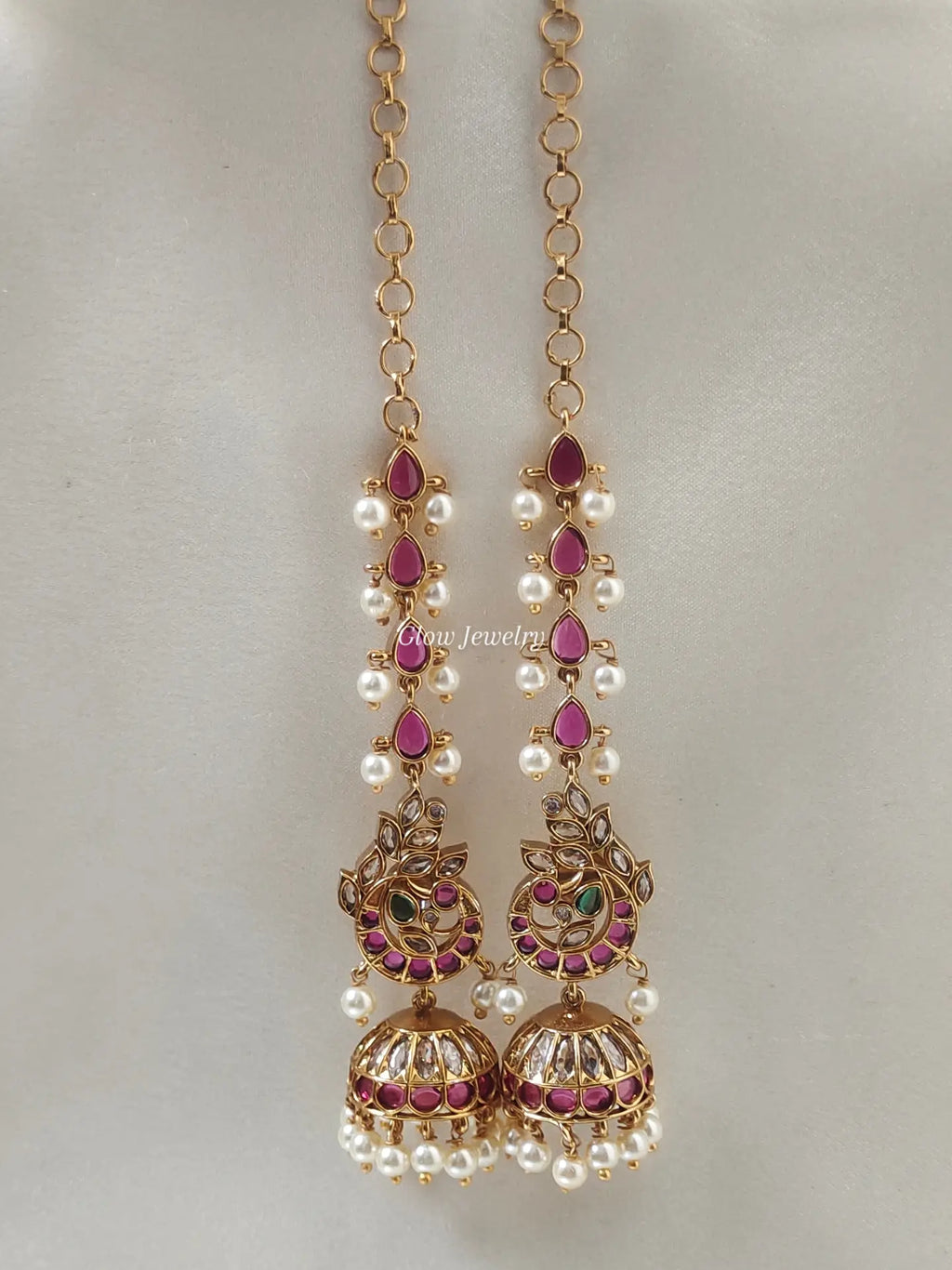 Premium Quality Peacock Kemp Stone Jumka with Maatil