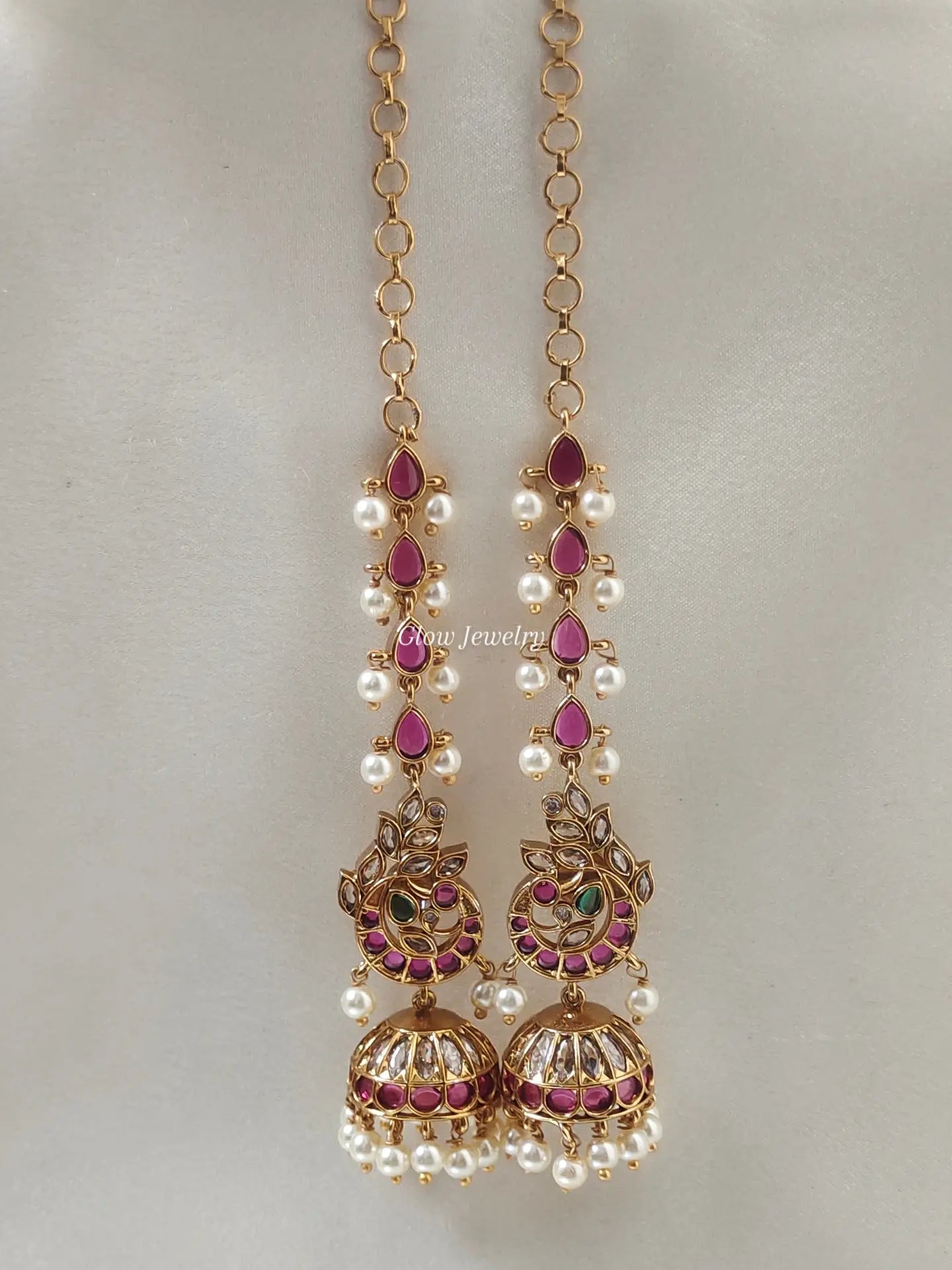 Premium Quality Peacock Kemp Stone Jumka with Maatil