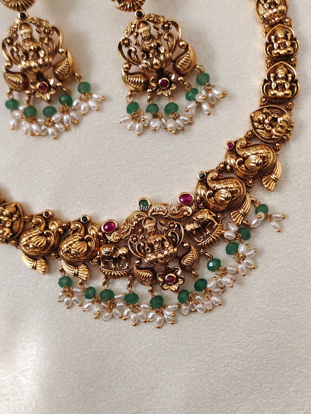 Premium Quality Gold-Alike Lakshmi Peacock Necklace