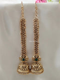 Premium Quality Antique Bridal Green Jumbo Size Jumka with Antique Maatil