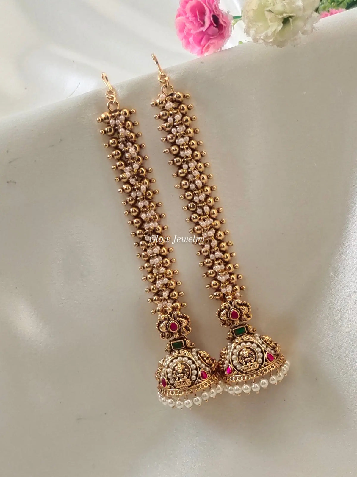 Premium Quality Jadau Bridal Lakshmi Peacock Jumka with Maatil