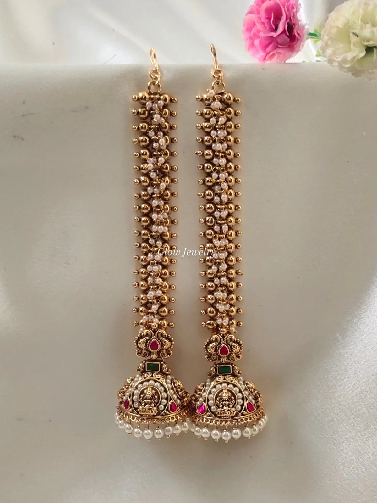 Premium Quality Jadau Bridal Lakshmi Peacock Jumka with Maatil