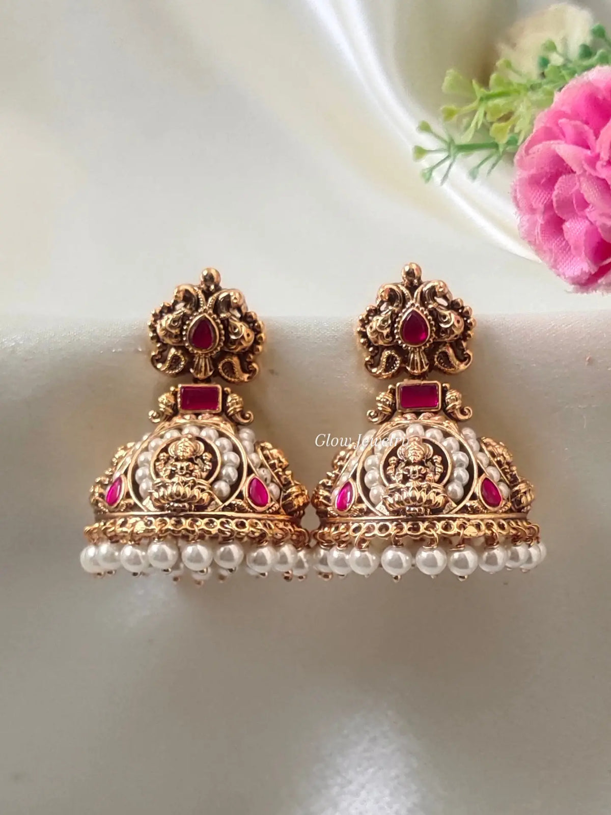 Premium Quality Peacock Jadau Jumka With Pearl Hanging