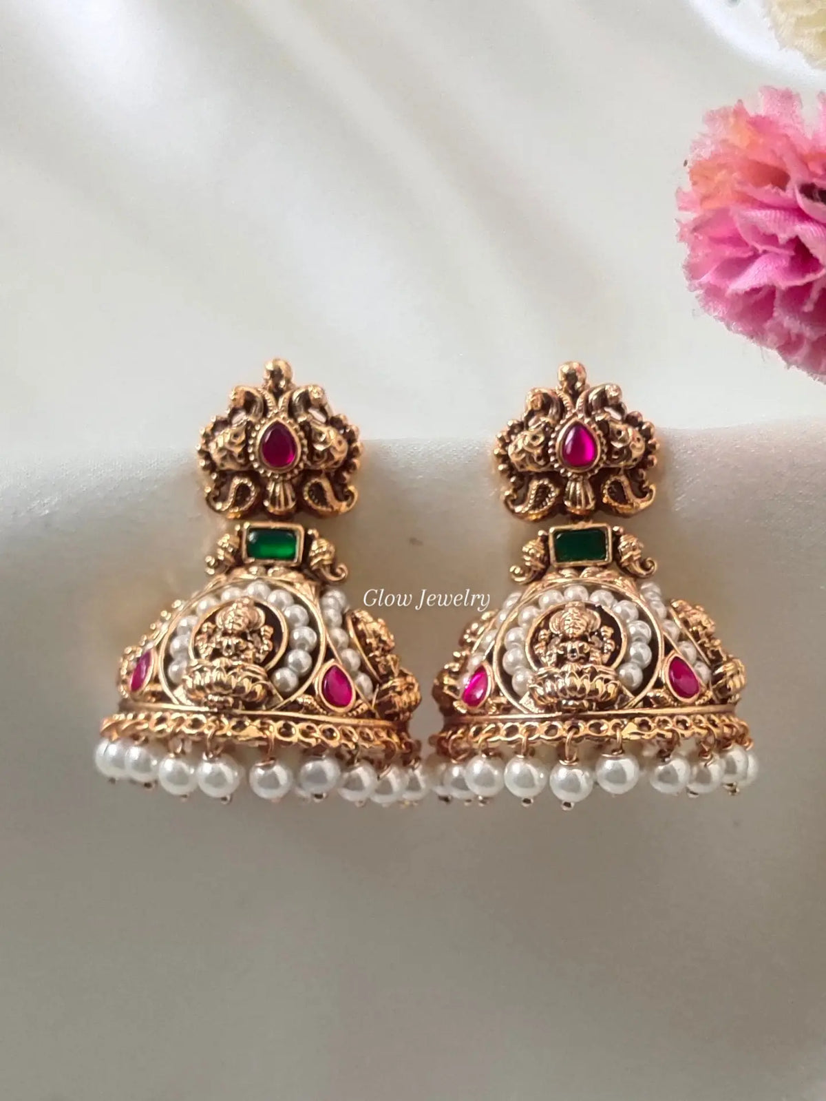 Premium Quality Peacock Jadau Jumka With Pearl Hanging