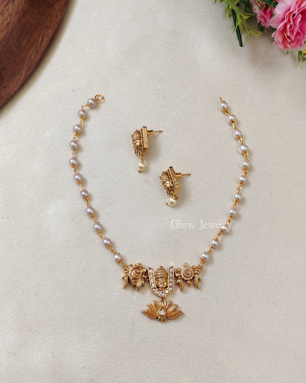Premium Quality Sri Venkateswara Shanku Pearl Neckset