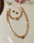 Premium Quality Gold Finish Kemp Stone Kasu Semi Bridal Set