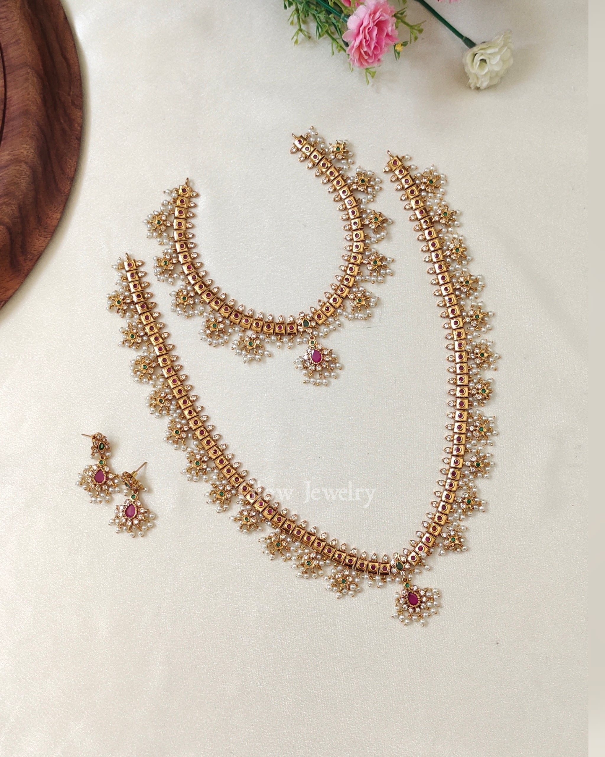 Premium Quality Gold Finish Guttapusalu Semi Bridal Set