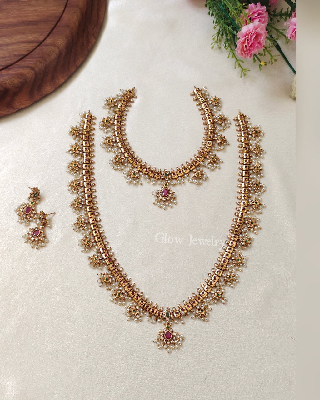 Premium Quality Gold Finish Guttapusalu Semi Bridal Set