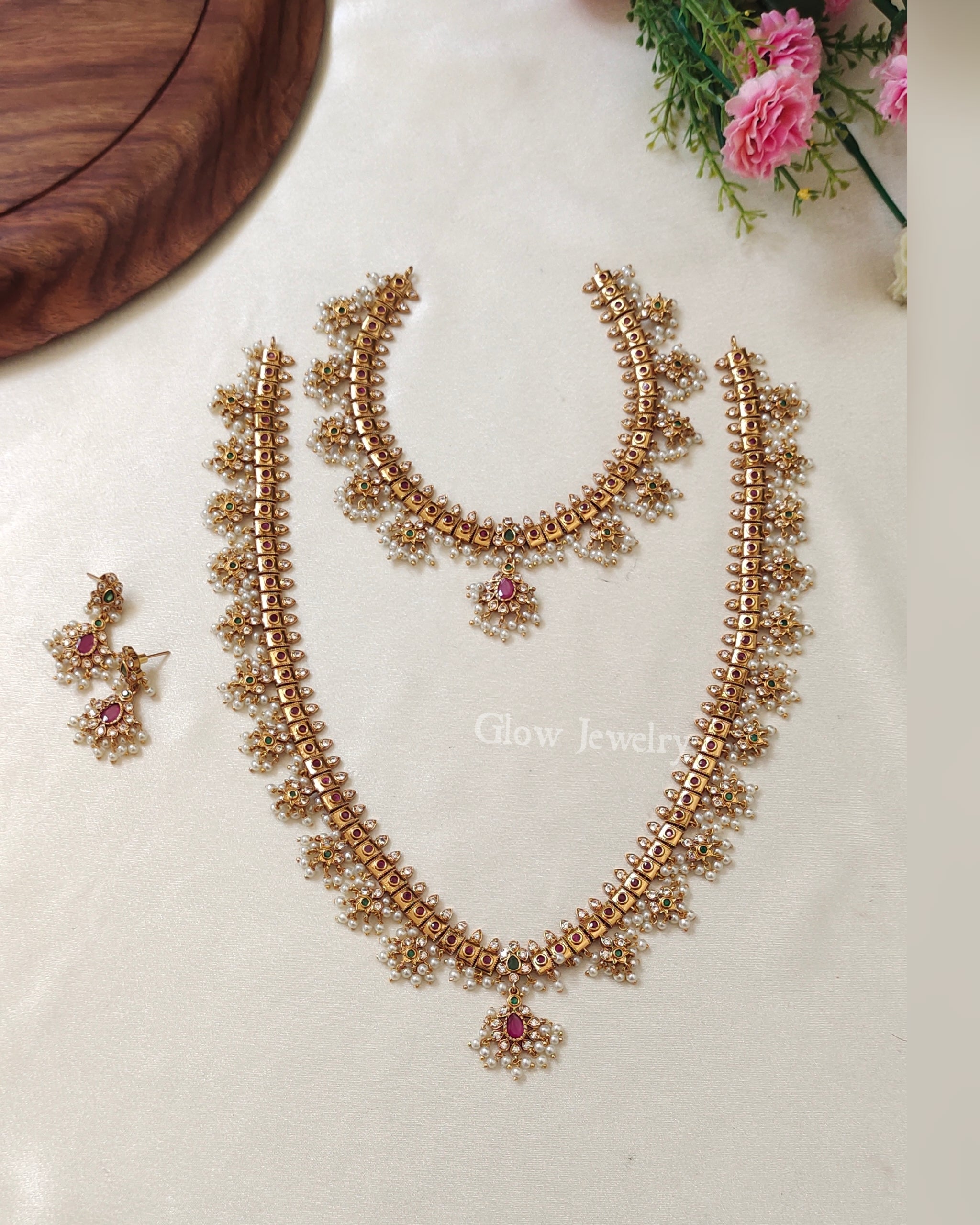 Premium Quality Gold Finish Guttapusalu Semi Bridal Set