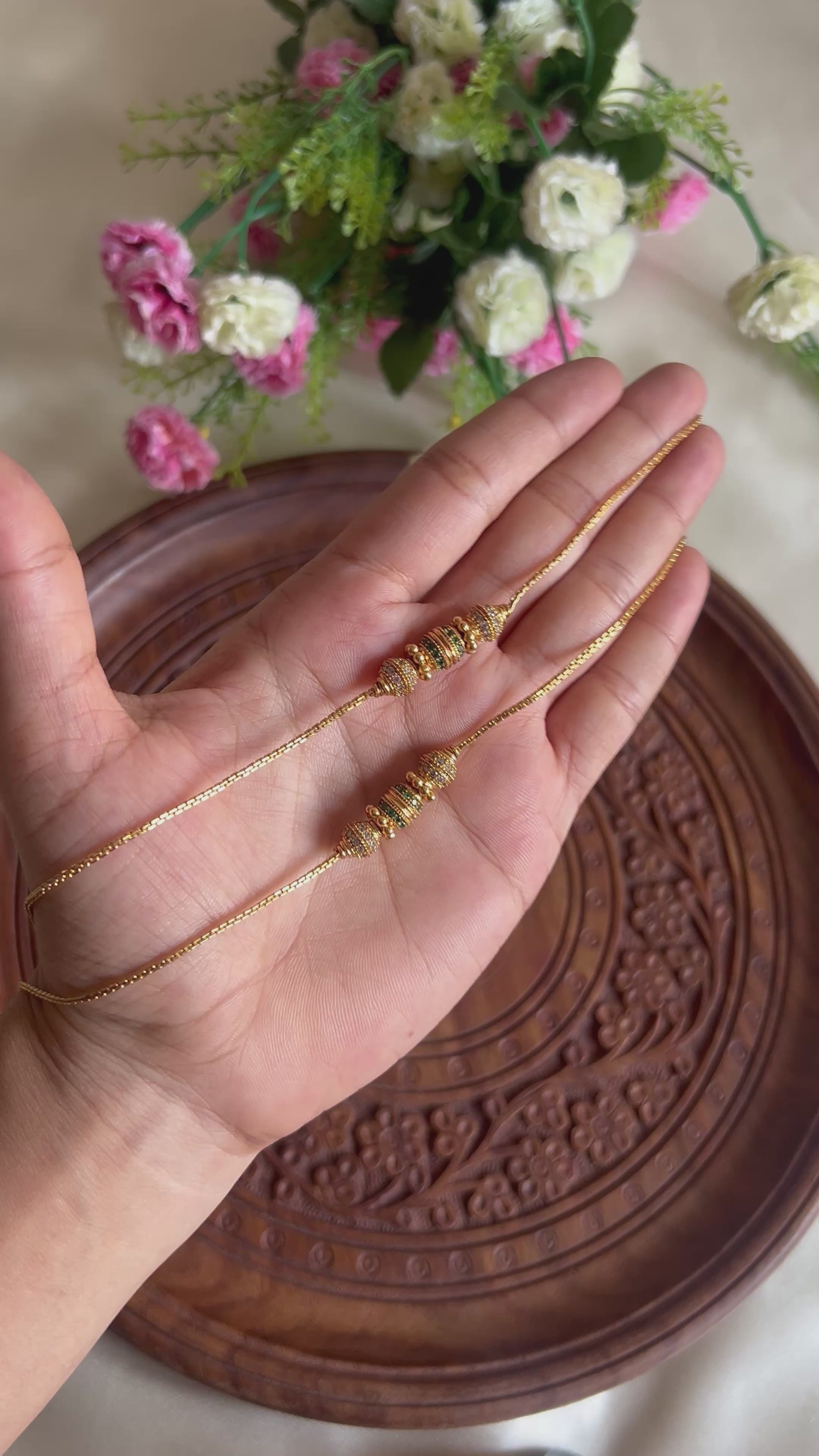 Premium Quality Gold Finish Kemp Triple Ball Anklets