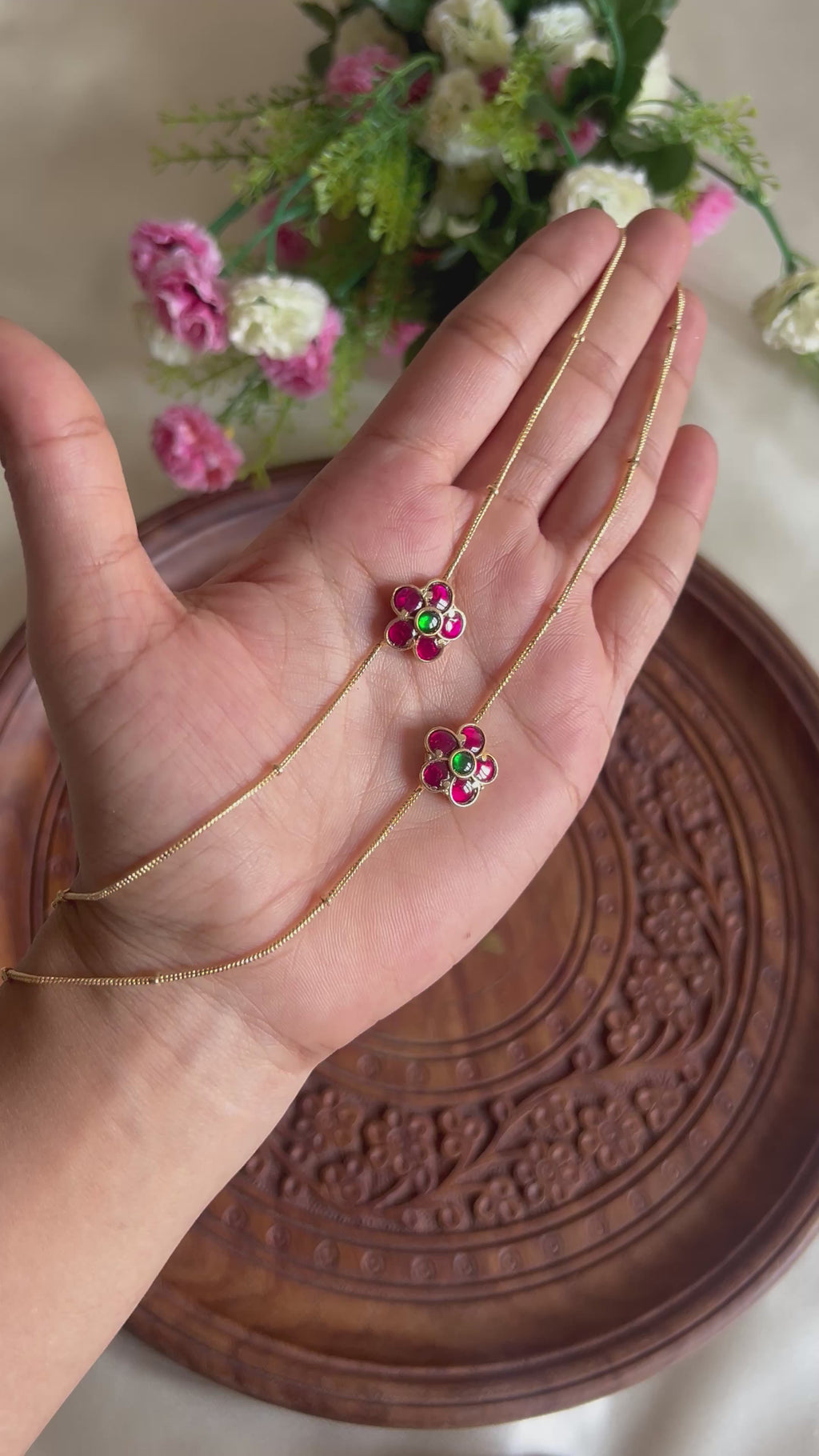 Premium Quality Jadau Kundan Floral Anklets