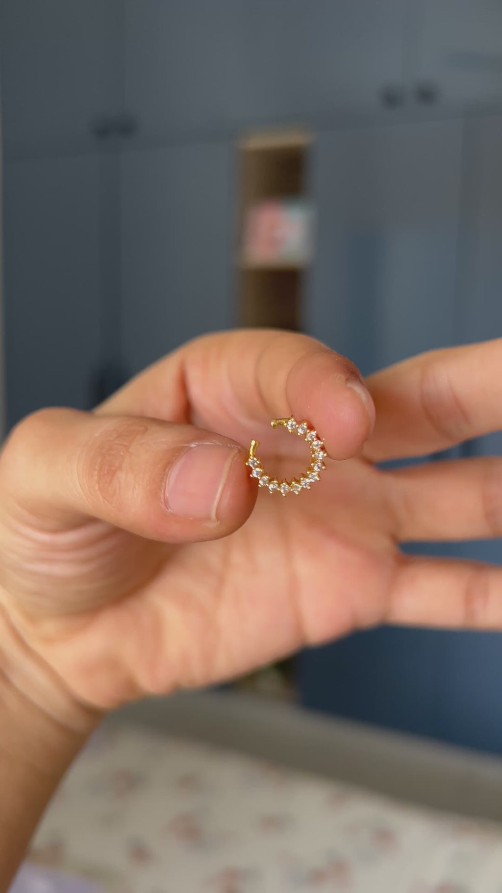 Premium Quality Gold Finish AD Stone Septum Nose Pin