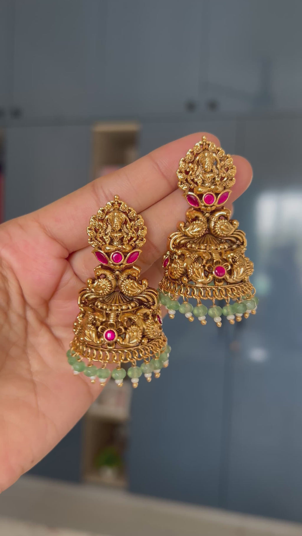 Premium Quality Antique Lakshmi Jadau Jumka