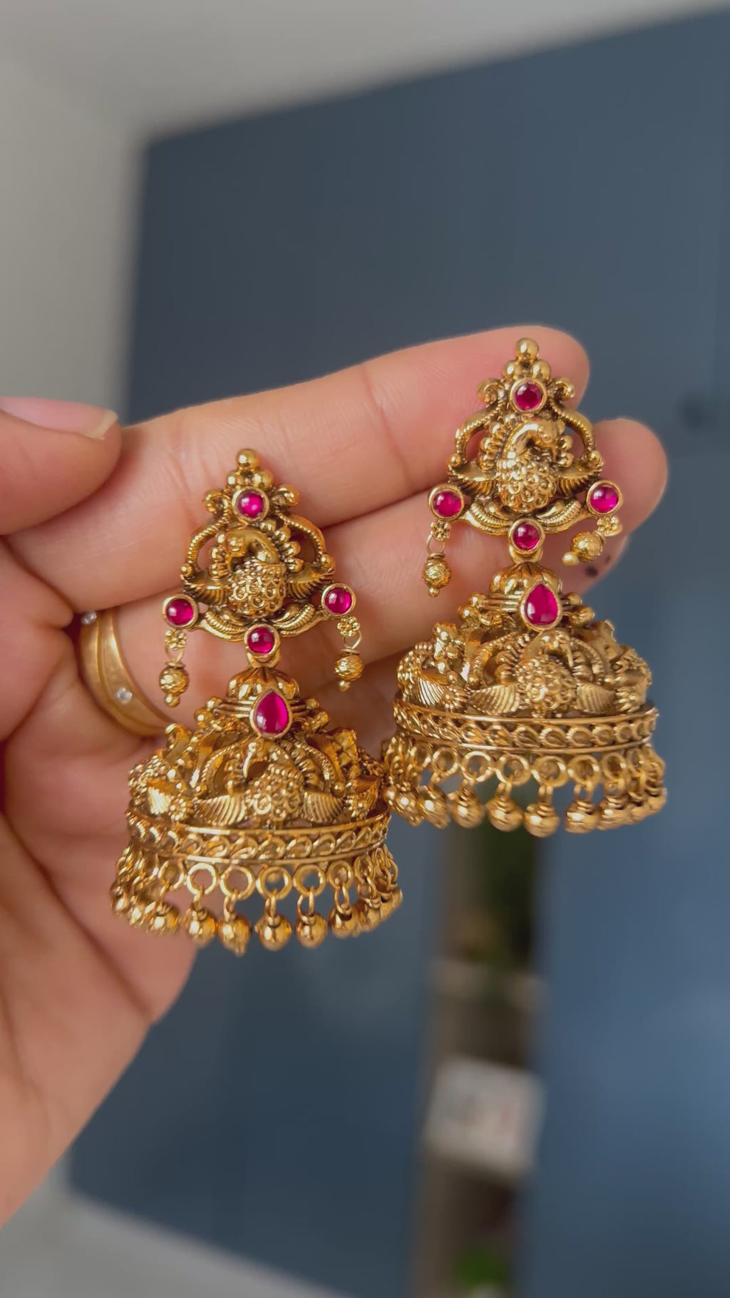 Premium Quality Gold Look Alike Peacock Jumka