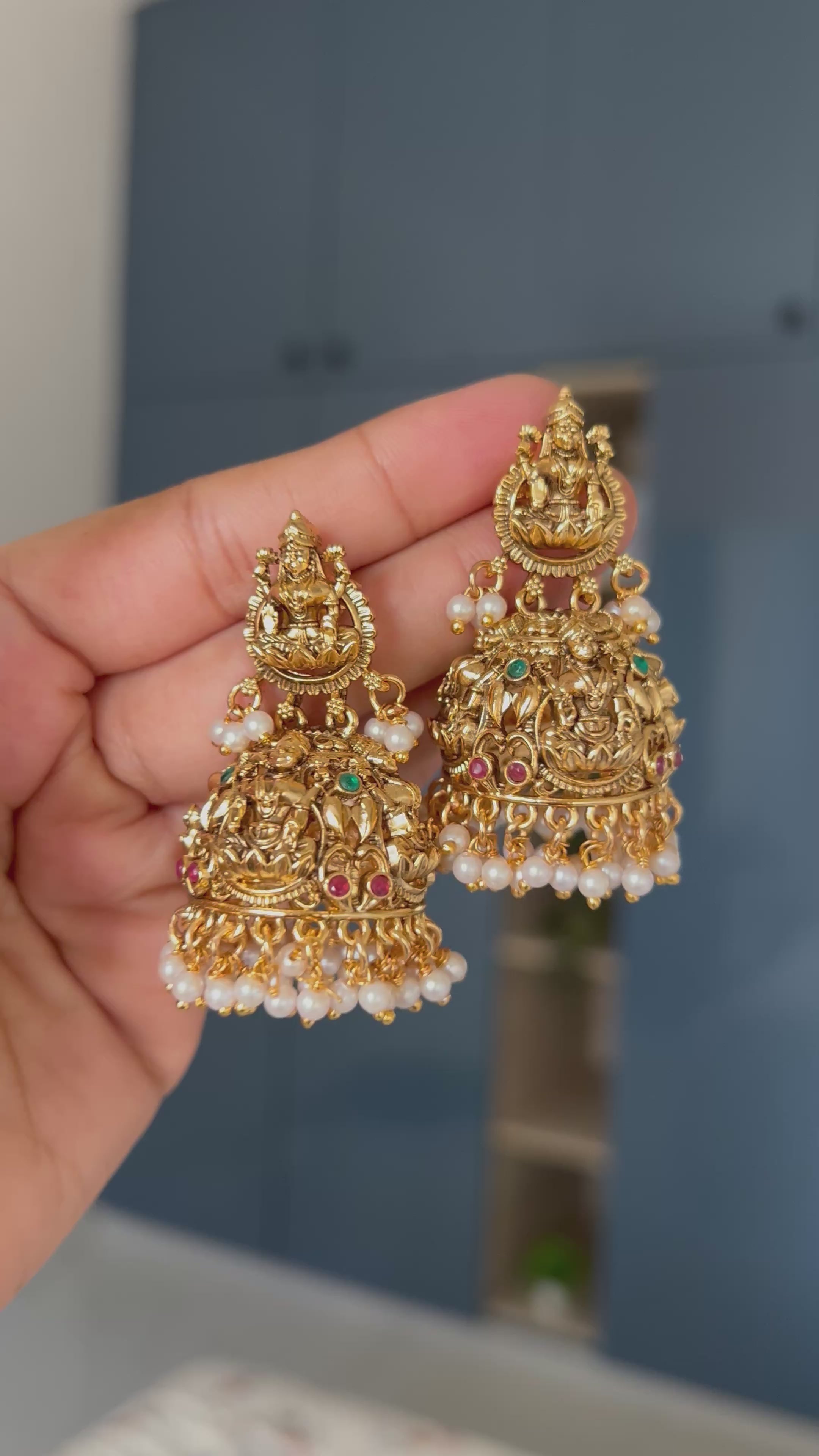 Premium Quality Bridal Lakshmi Pearl Jumka