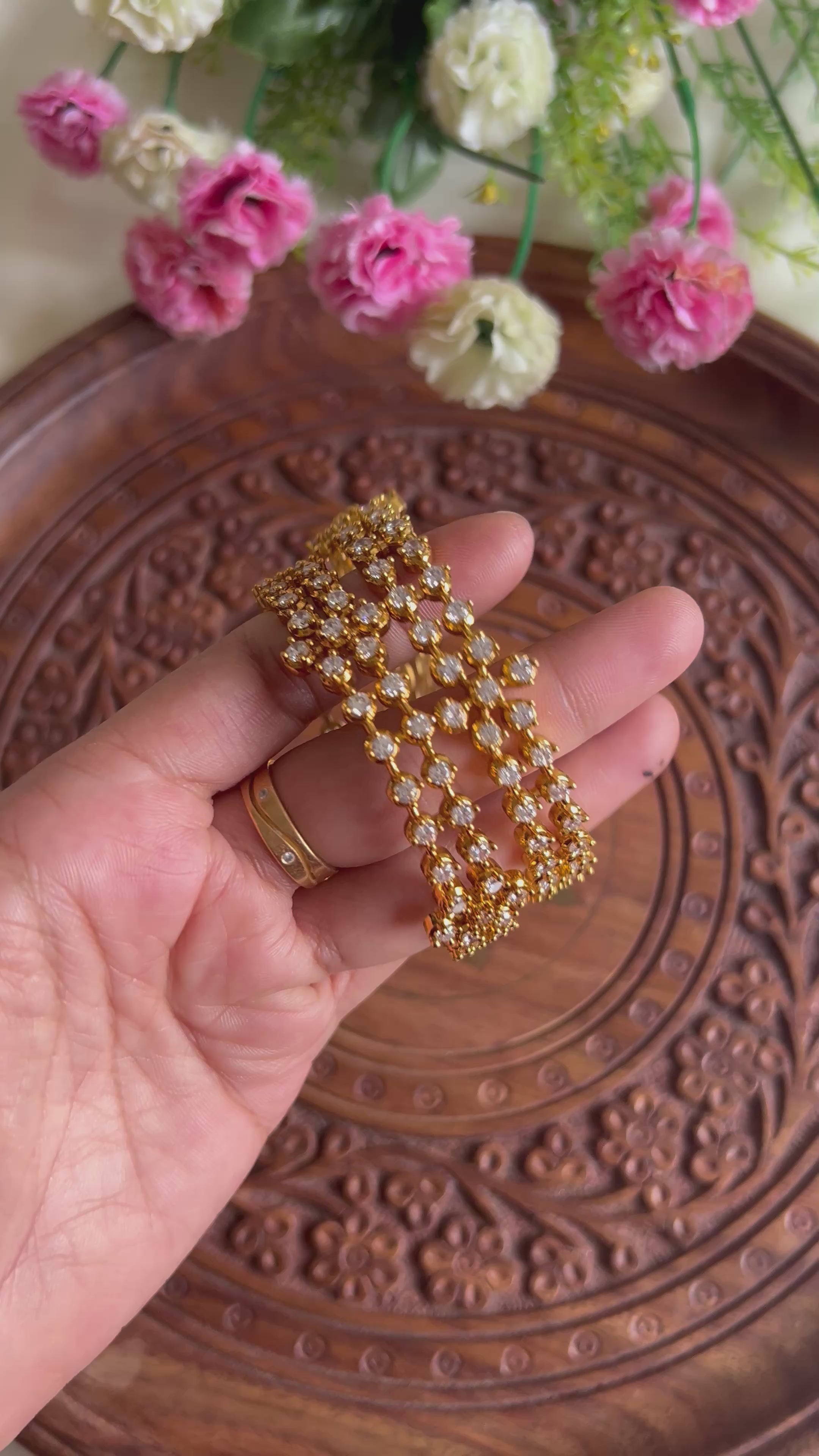 Premium Quality Gold Finish AD Stone Bangles
