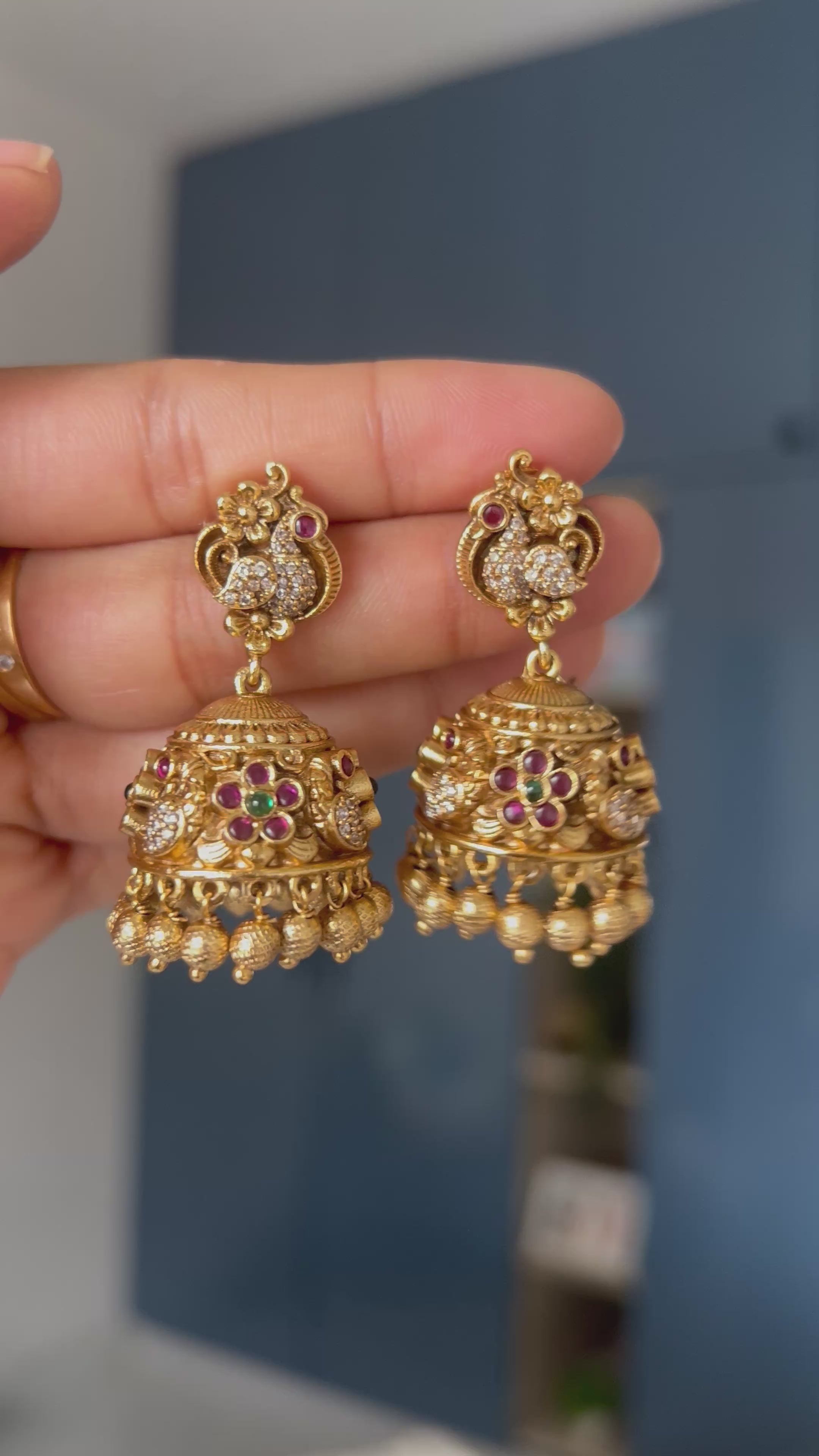 Premium Quality Antique Peacock Jumka
